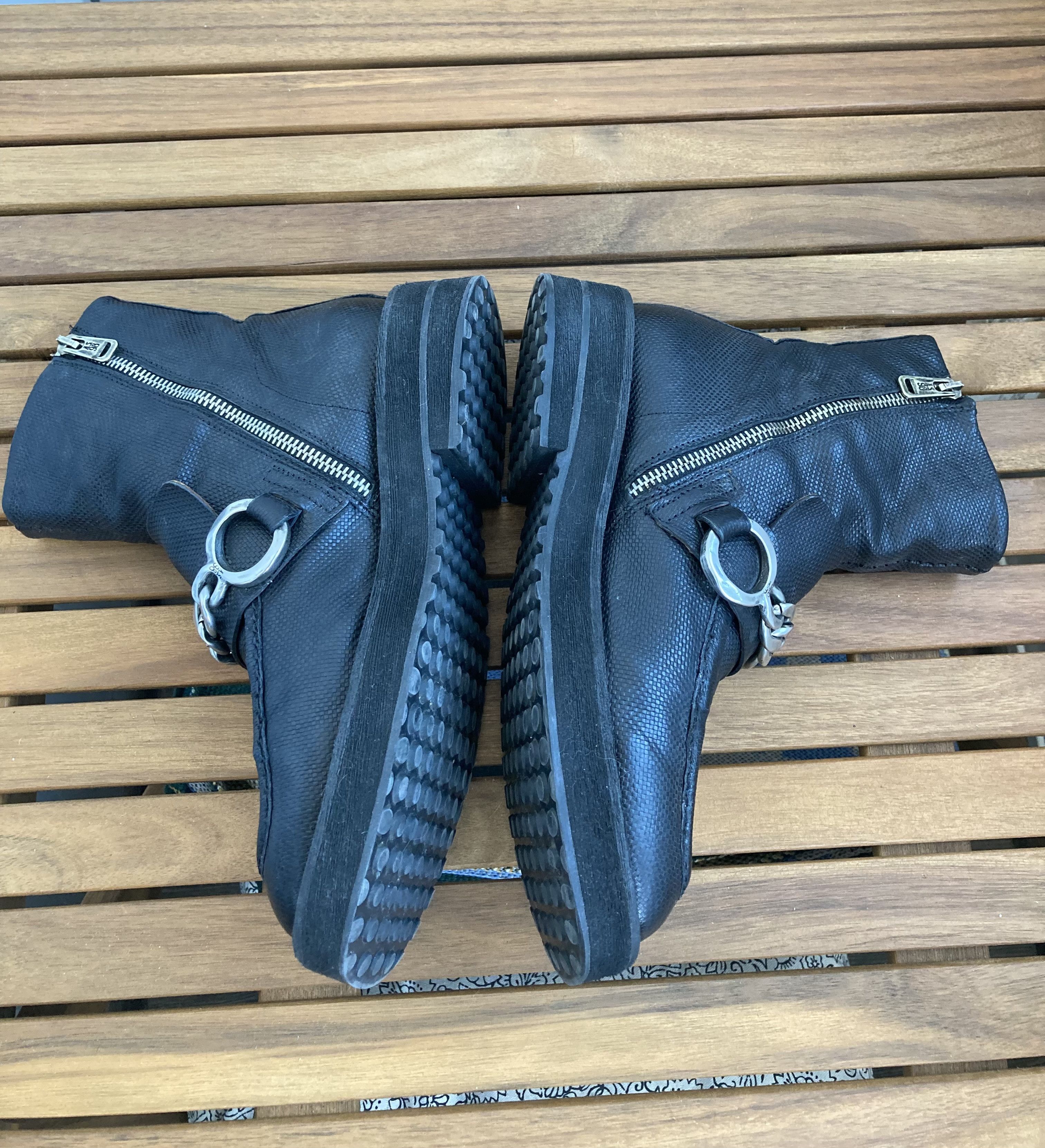 A.S.98 Vintage A.S.98 leather flap black boots with chains Size US 7.5 / IT 37.5 - 4 Thumbnail