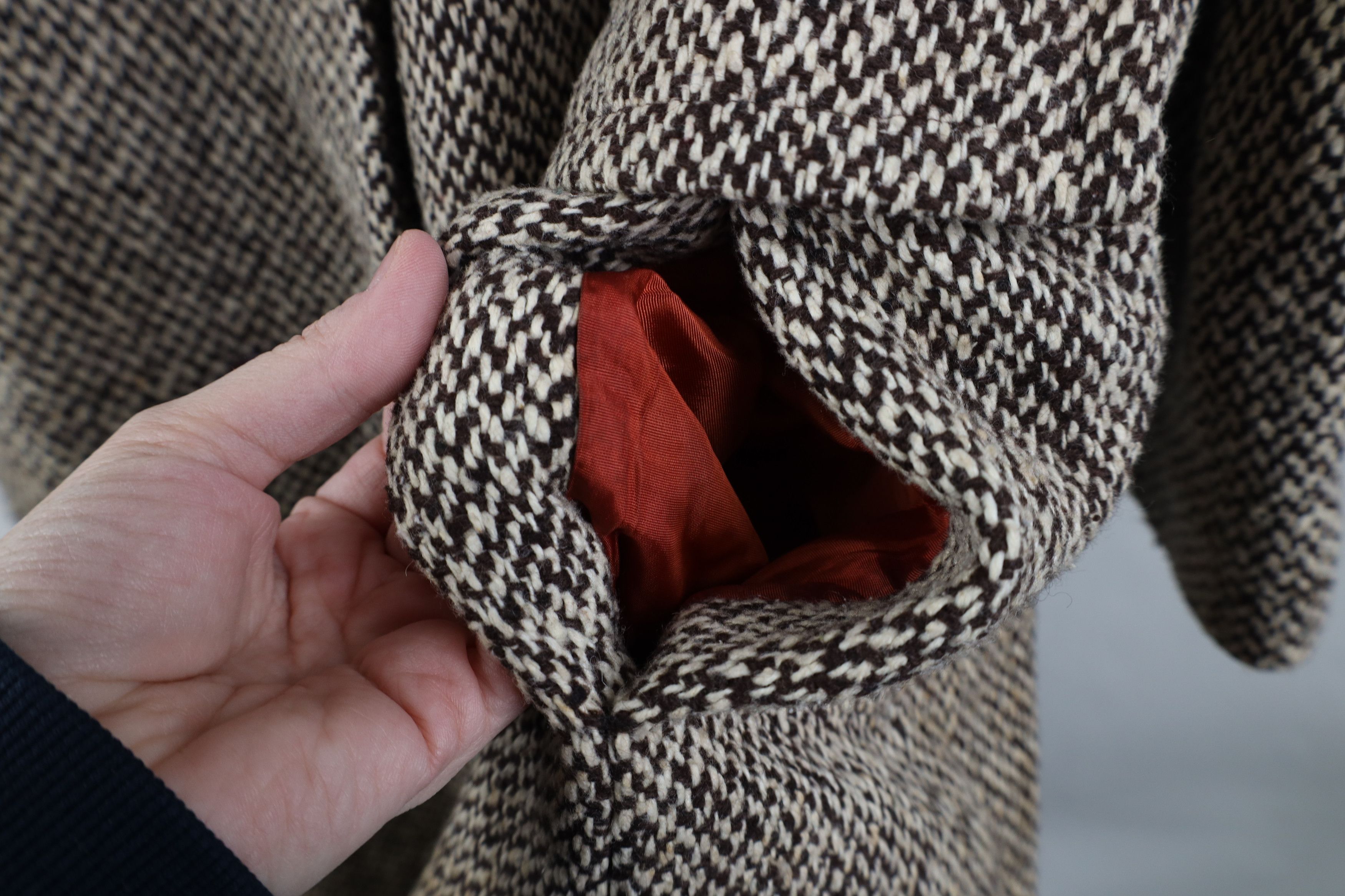Vintage Vintage 60s 70s Fur Double Breasted Wool Tweed Coat Jacket Size L / US 10 / IT 46 - 8 Thumbnail