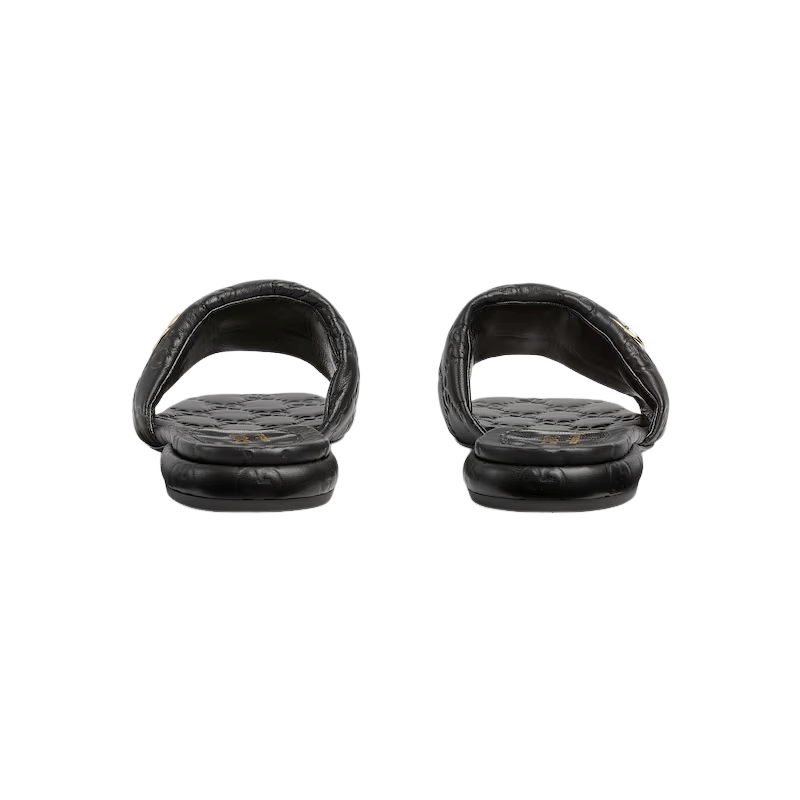 Gucci GUCCI Double G Black Leather Slide Sandals New Authentic Size US 11 / IT 41 - 3 Thumbnail