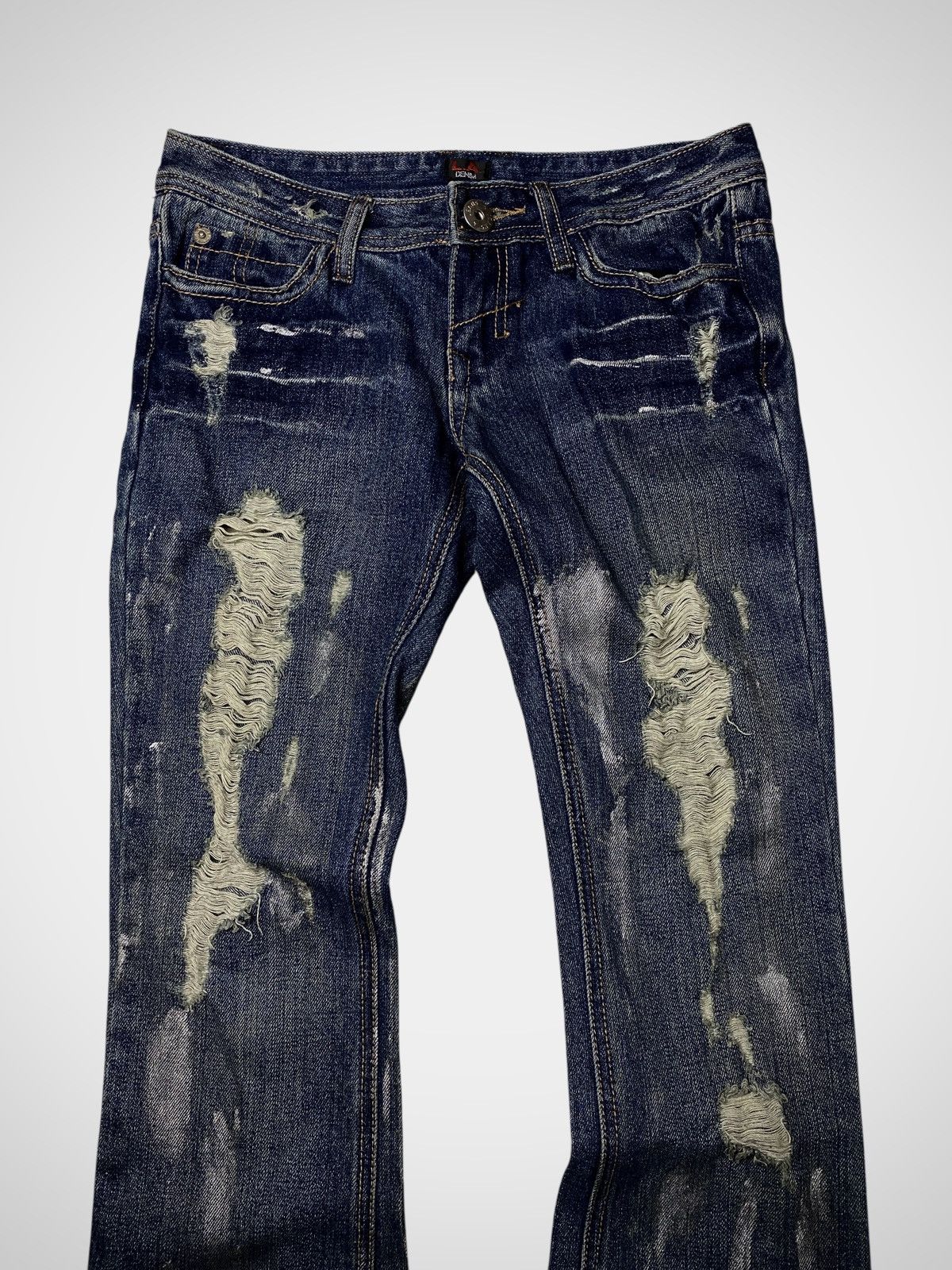 If Six Was Nine 2000's L.A Seawash Waxed Flared Jeans Size US 27 - 3 Thumbnail