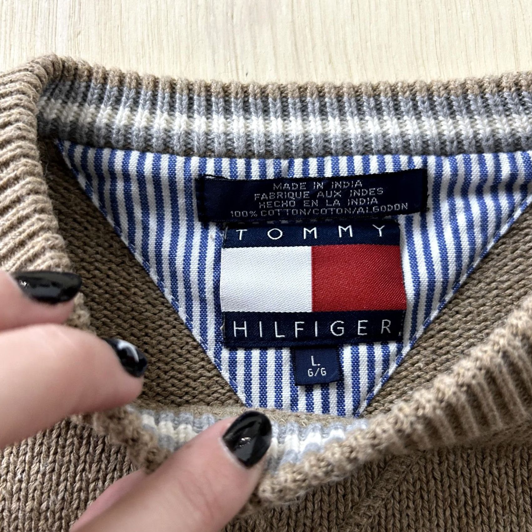 Tommy Hilfiger Tommy Hilfiger Sweater Mens L Beige Crewneck Cotton Knit Pullover Size US L / EU 52-54 / 3 - 3 Thumbnail