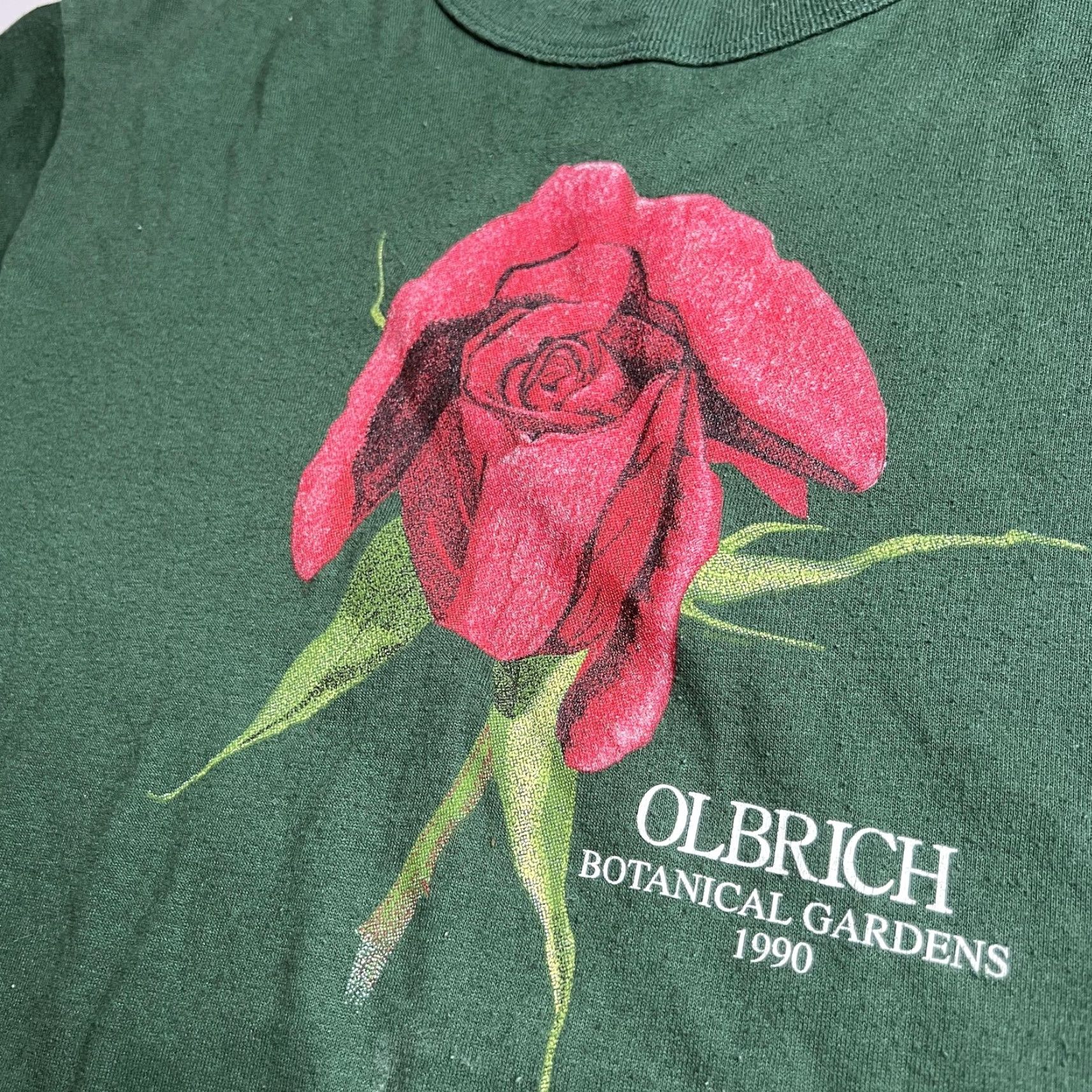 Russell Athletic VINTAGE Russell Athletic Mens M Green Olbrich Botanical Gardens Rose Graphic 1990 T-Shirt Size US M / EU 48-50 / 2 - 2 Thumbnail