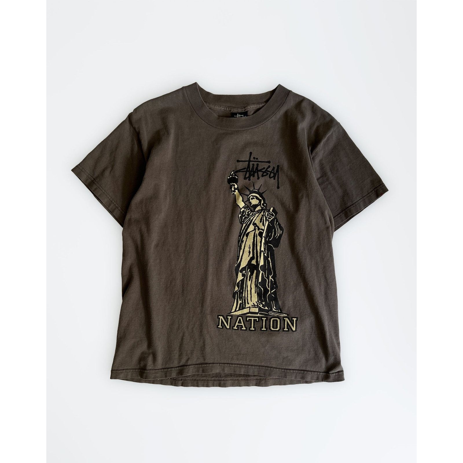 Stussy 2000s Stüssy Brown "Nation" T-Shirt Size US M / EU 48-50 / 2 - 1 Thumbnail