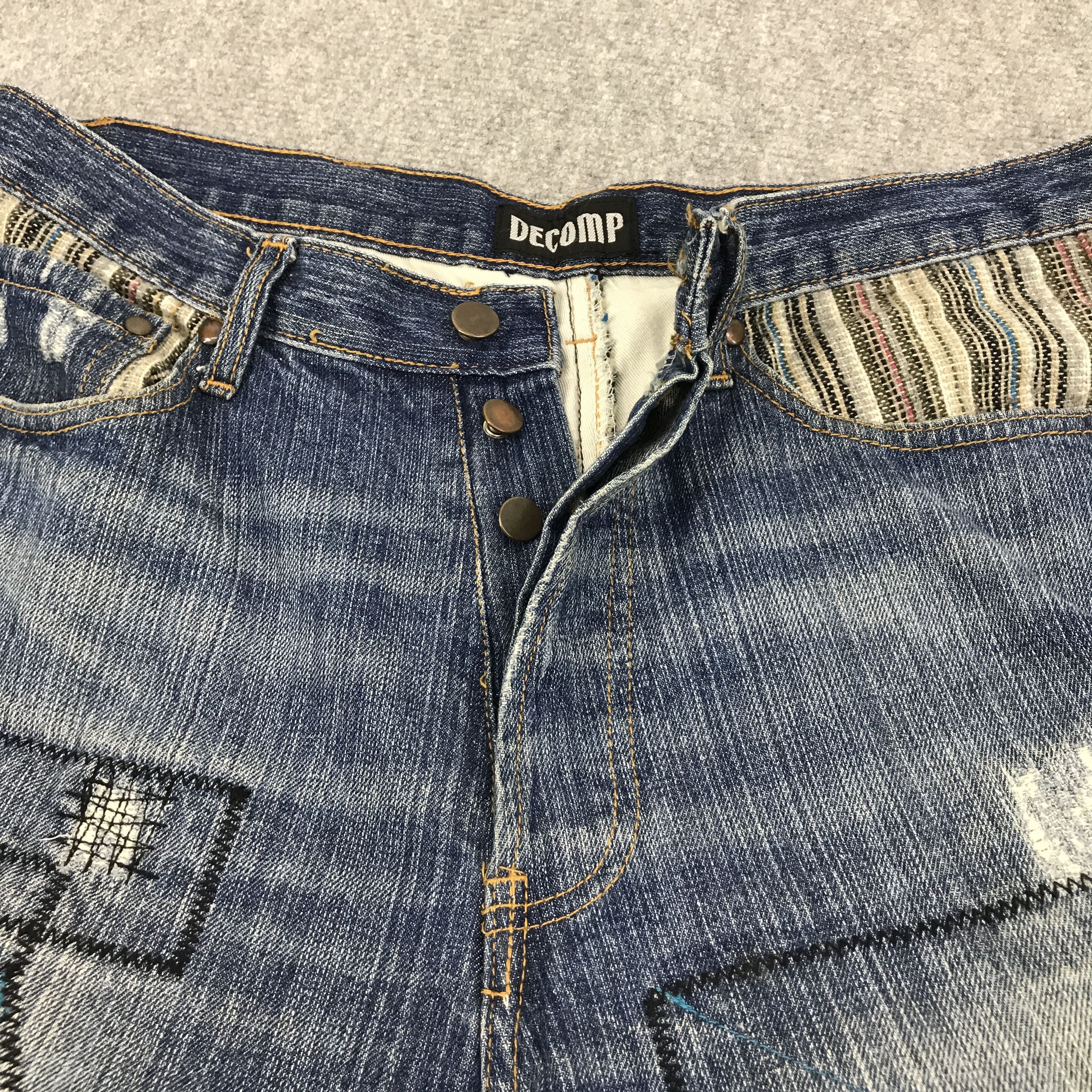 Japanese Brand decomp Baggy patchwork style denim jean Size US 31 - 10 Thumbnail