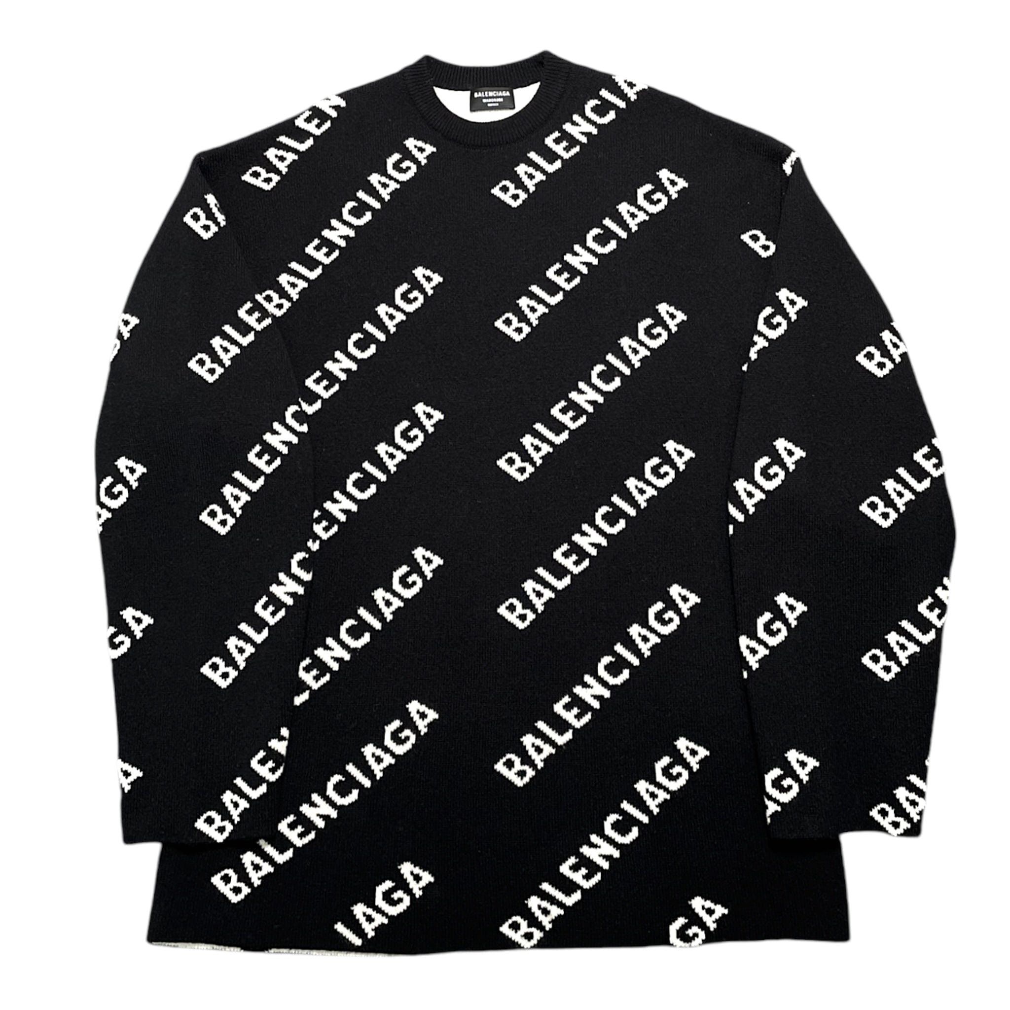 Balenciaga All Over Print Oversized Crewneck Sweater Black Size US XL / EU 56 / 4 - 1 Thumbnail