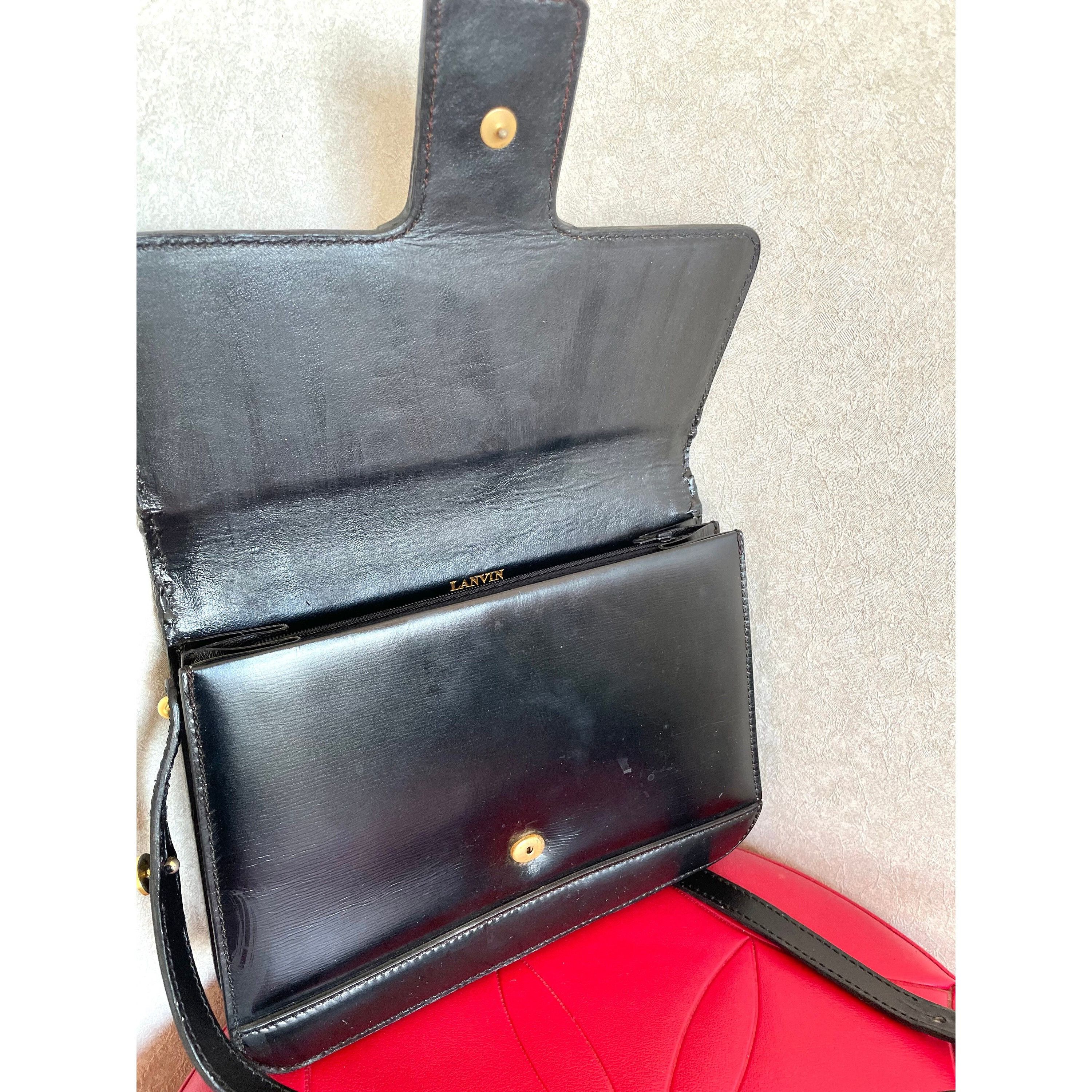 Lanvin Vintage Lanvin black leather shoulder bag with logo motif Size ONE SIZE - 9 Thumbnail