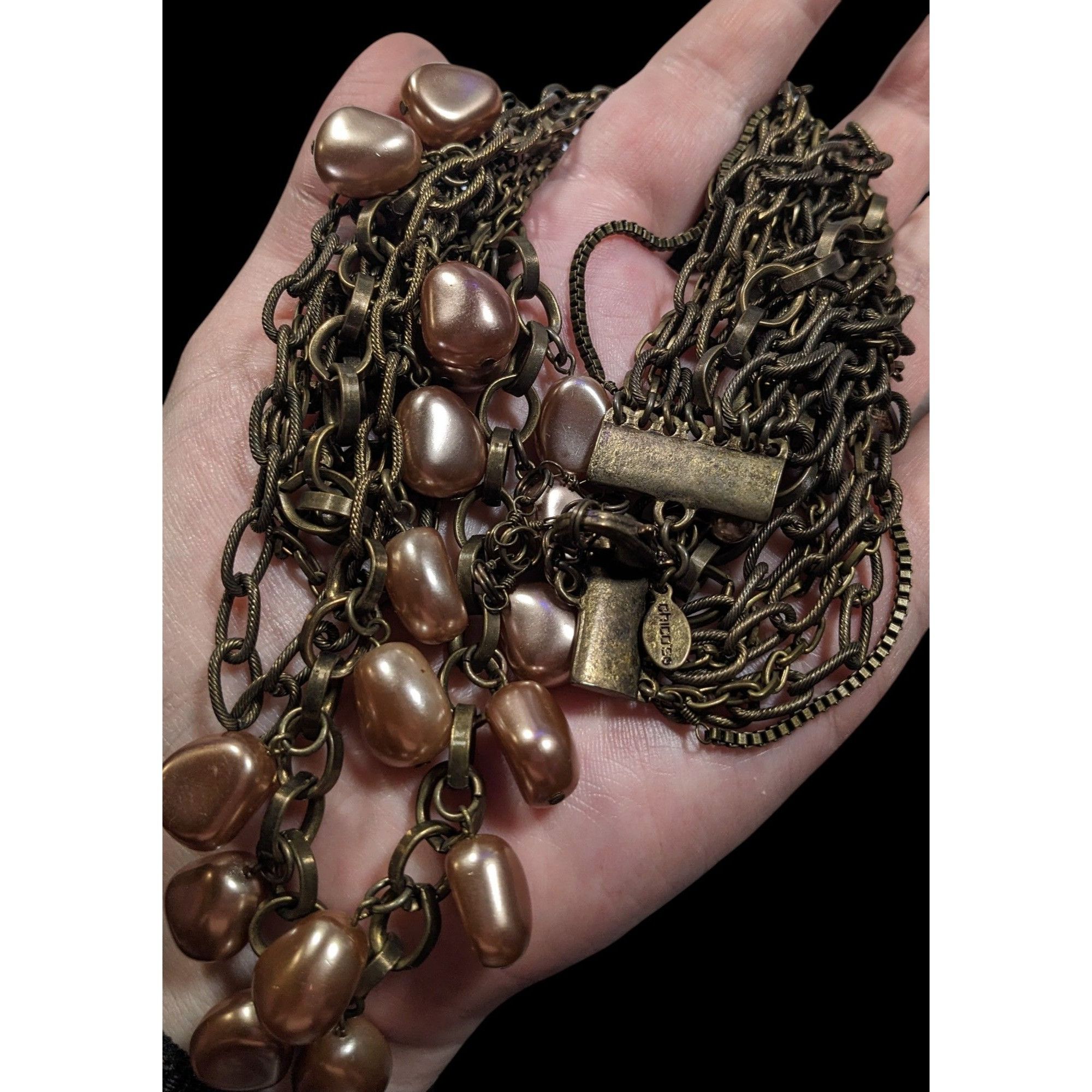 Chicos Chicos Rustic Glam Kyleen Brass Tone And Faux Pearl Multilay Size ONE SIZE - 5 Thumbnail