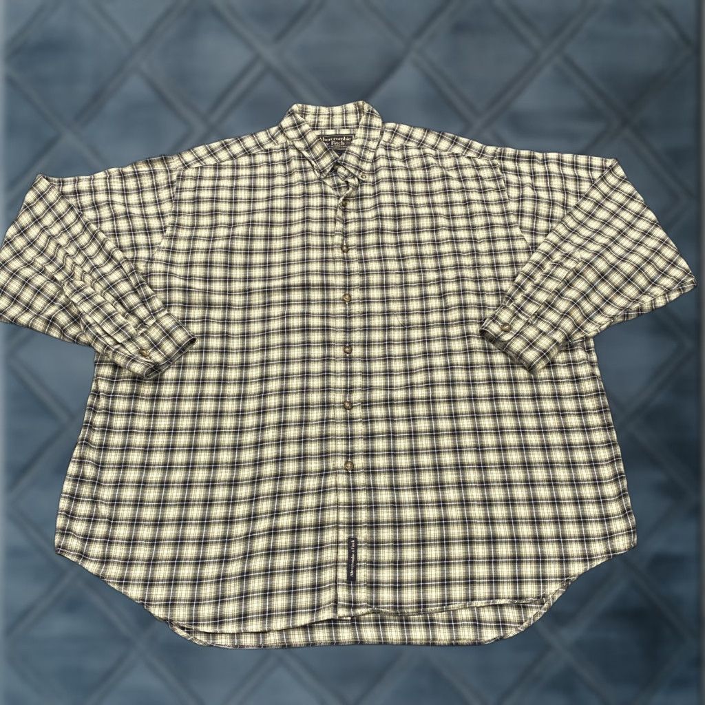 Abercrombie & Fitch Abercrombie & Fitch Shirt Mens XL Beige Plaid Long Sleeve Button Up Flannel Size US XL / EU 56 / 4 - 1 Thumbnail