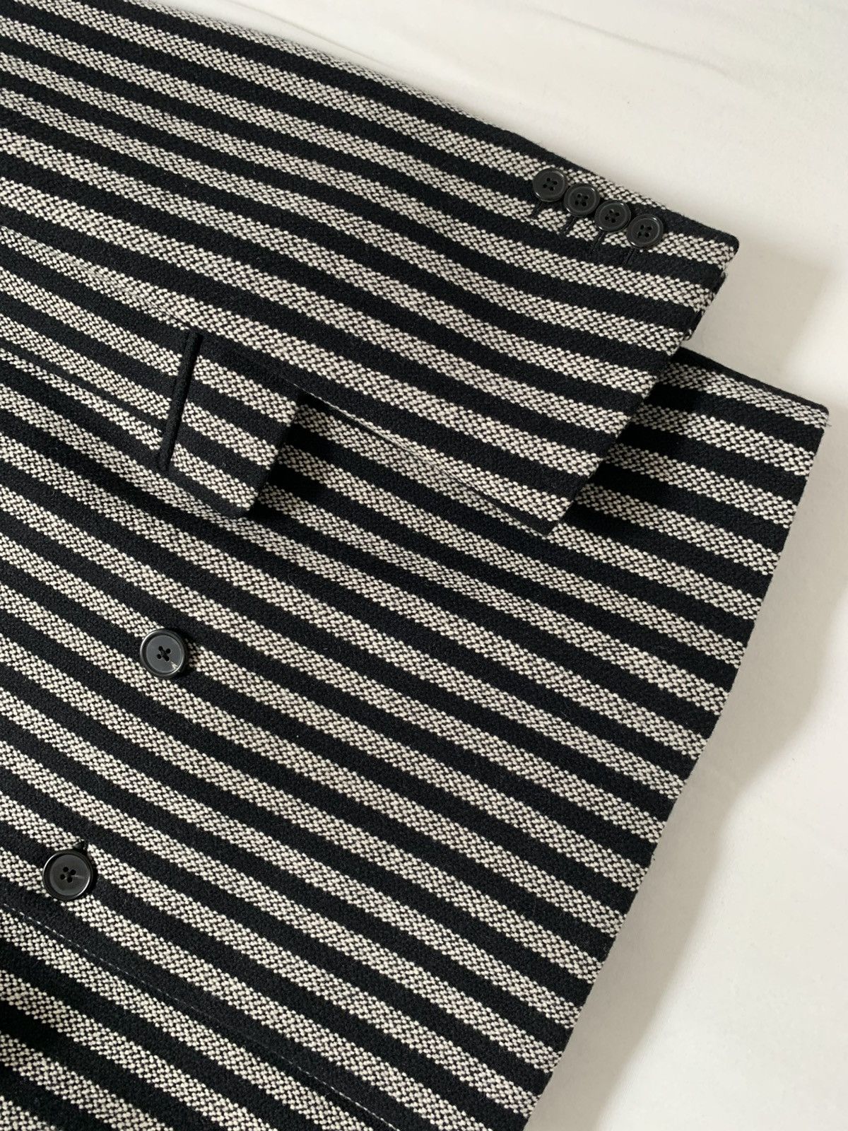Hedi Slimane × Saint Laurent Paris FW2014 1/1 Sample Double Breasted Striped Wool Peacoat Size US M / EU 48-50 / 2 - 7 Thumbnail