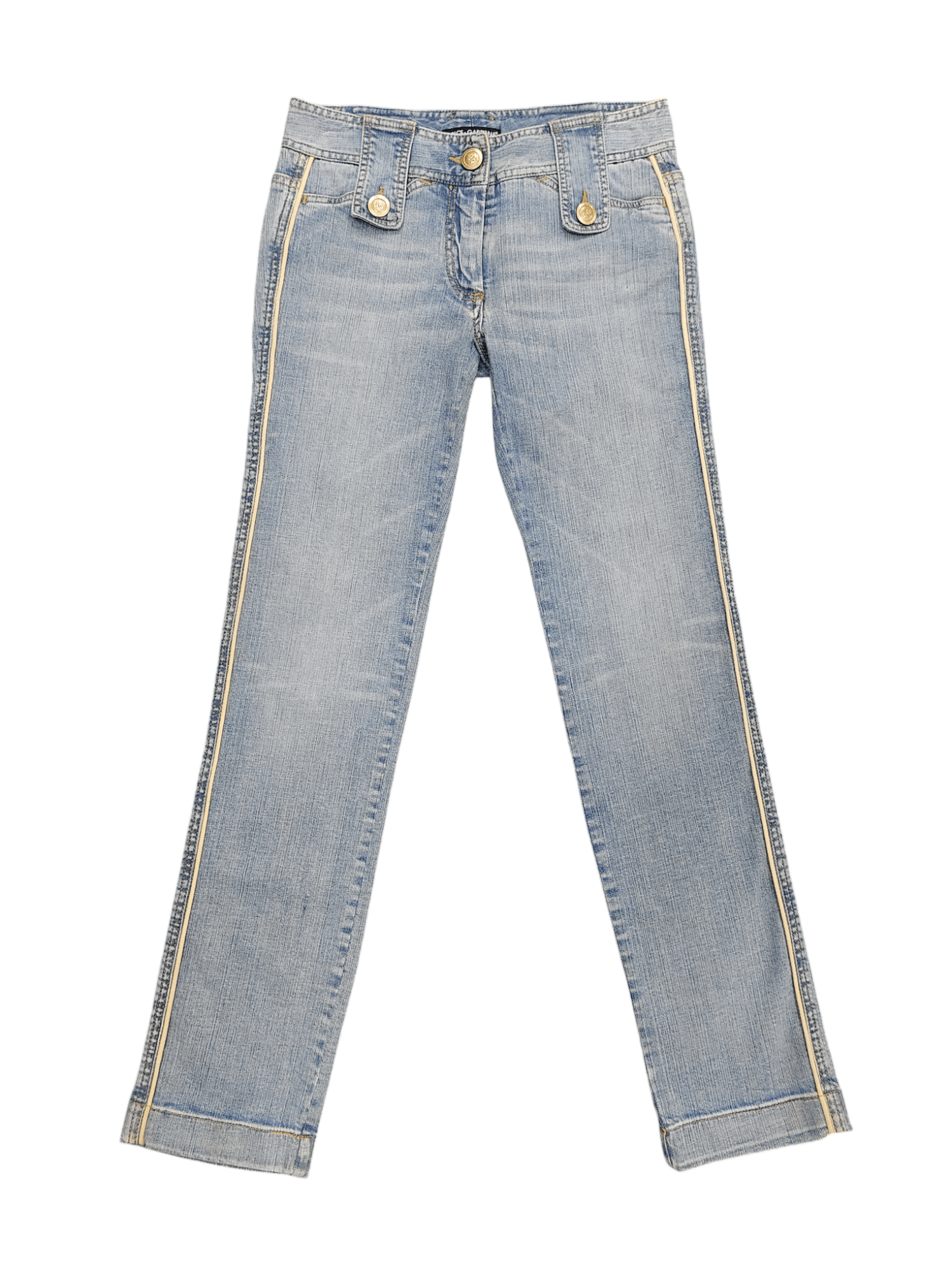 Dolce & Gabbana 00s Dolce Gabbana - Side Stripe Y2K Low Rise Slim Jeans Size 28" / US 6 / IT 42 - 1 Thumbnail