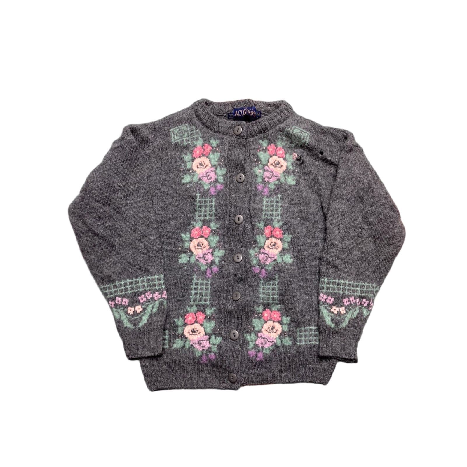 Vintage VINTAGE Acorn Cardigan Sweater Floral Wool Medium Gray Womens M Distressed Flower Pattern Size M / US 6-8 / IT 42-44 - 1 Thumbnail