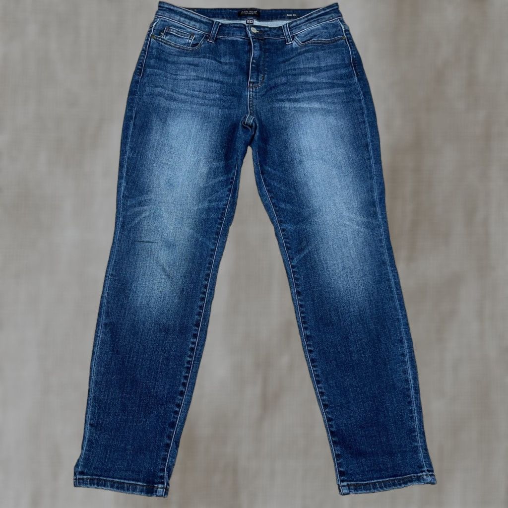 Vintage Judy Blue Jeans Women 15 32 Slim Fit Straight Leg Dark Wash High Rise Faded Size 24" / US 00 / IT 34 - 1 Thumbnail