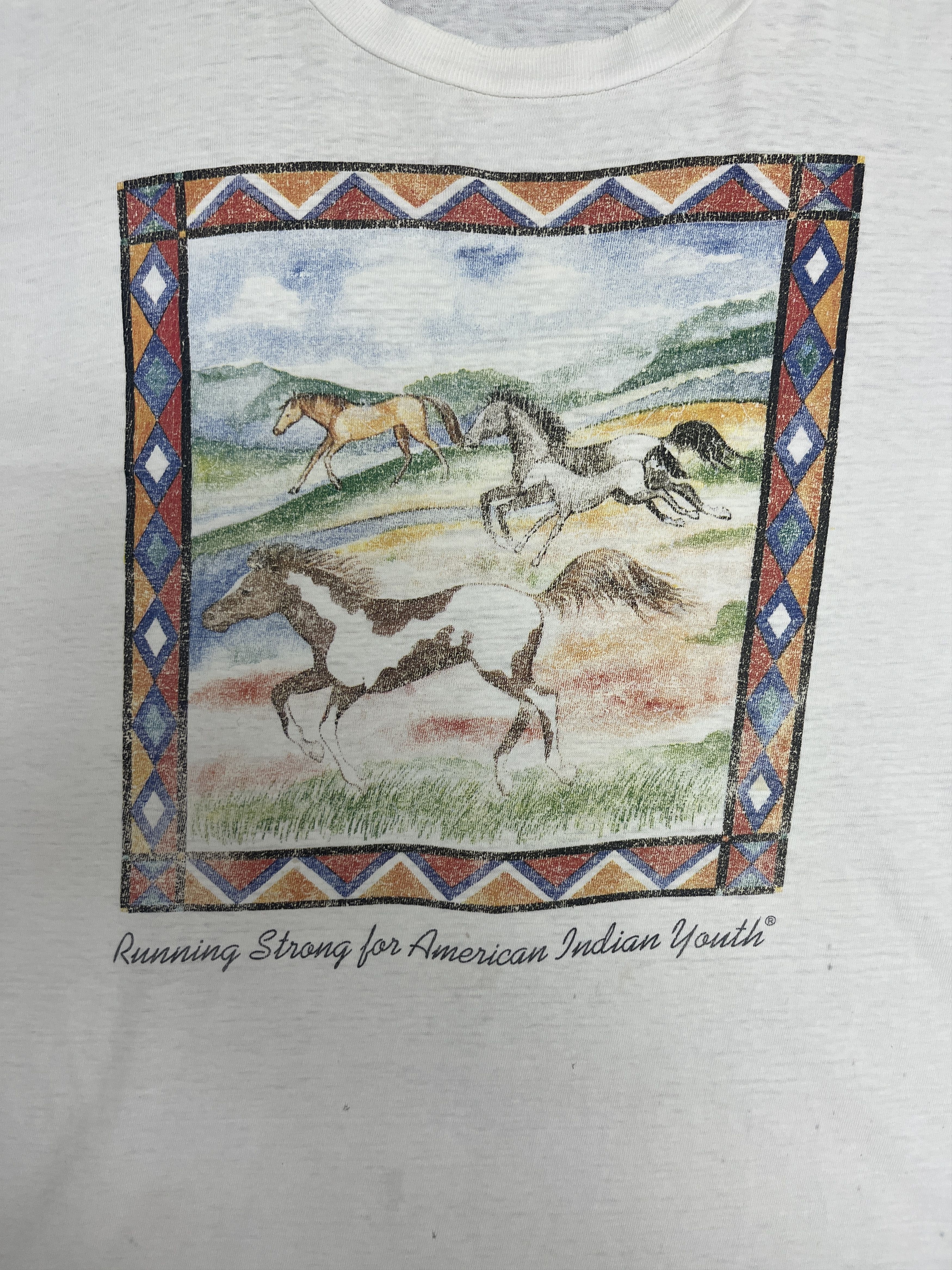 Vintage Running Strong For American Indian Youth Vintage T-Shirt Tee Size US L / EU 52-54 / 3 - 2 Thumbnail