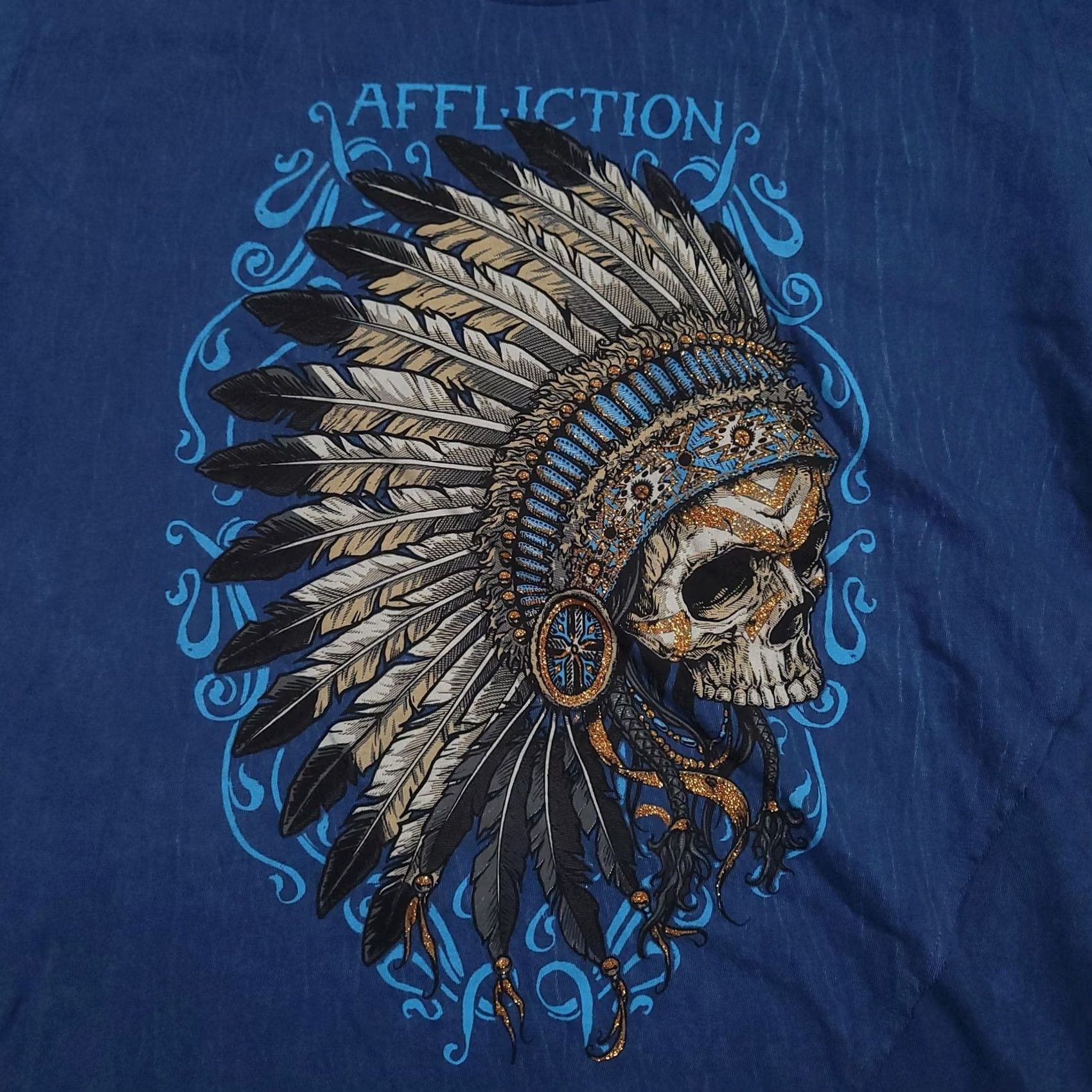 Affliction Affliction Shirt Mens Large Blue Skull Headdress Rhinestone Graphic Made USA Shirt Mens Large Blue Skull Headdress Rhinestone Graphic Made USA Size US L / EU 52-54 / 3 - 3 Thumbnail