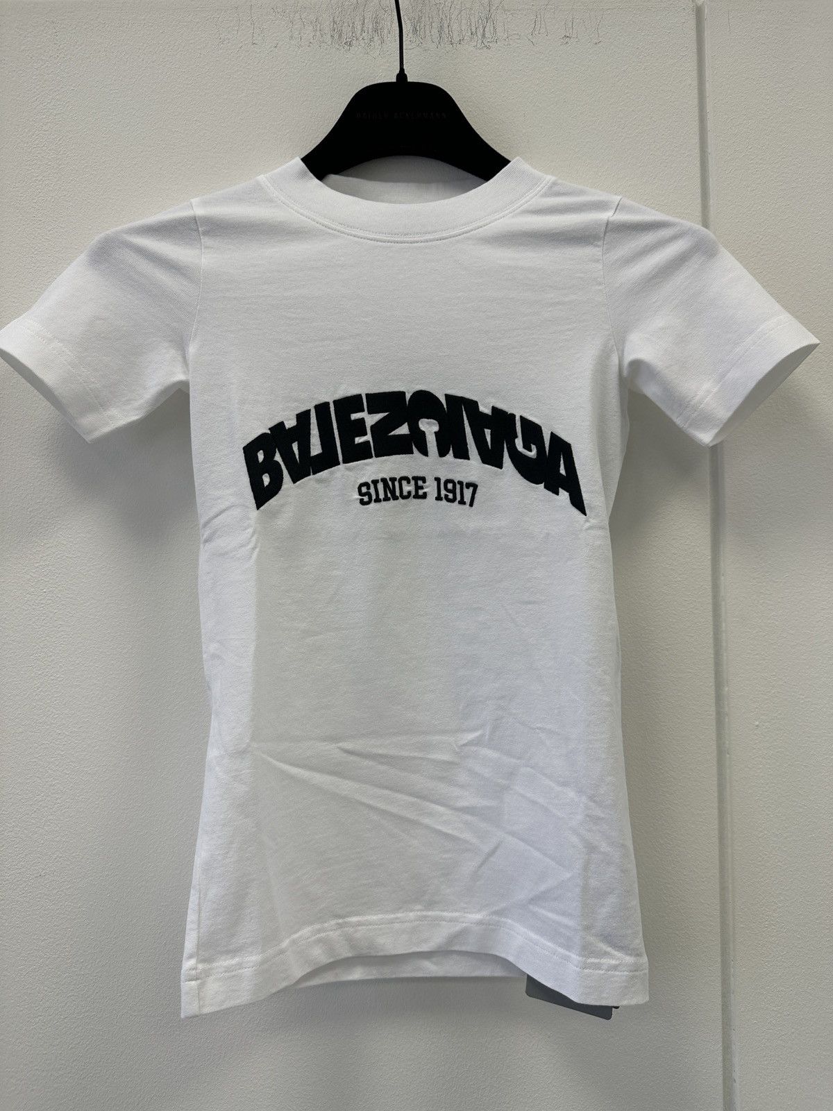 image of Balenciaga Fitted Logo T-Shirt In White, Women's (Size XS)