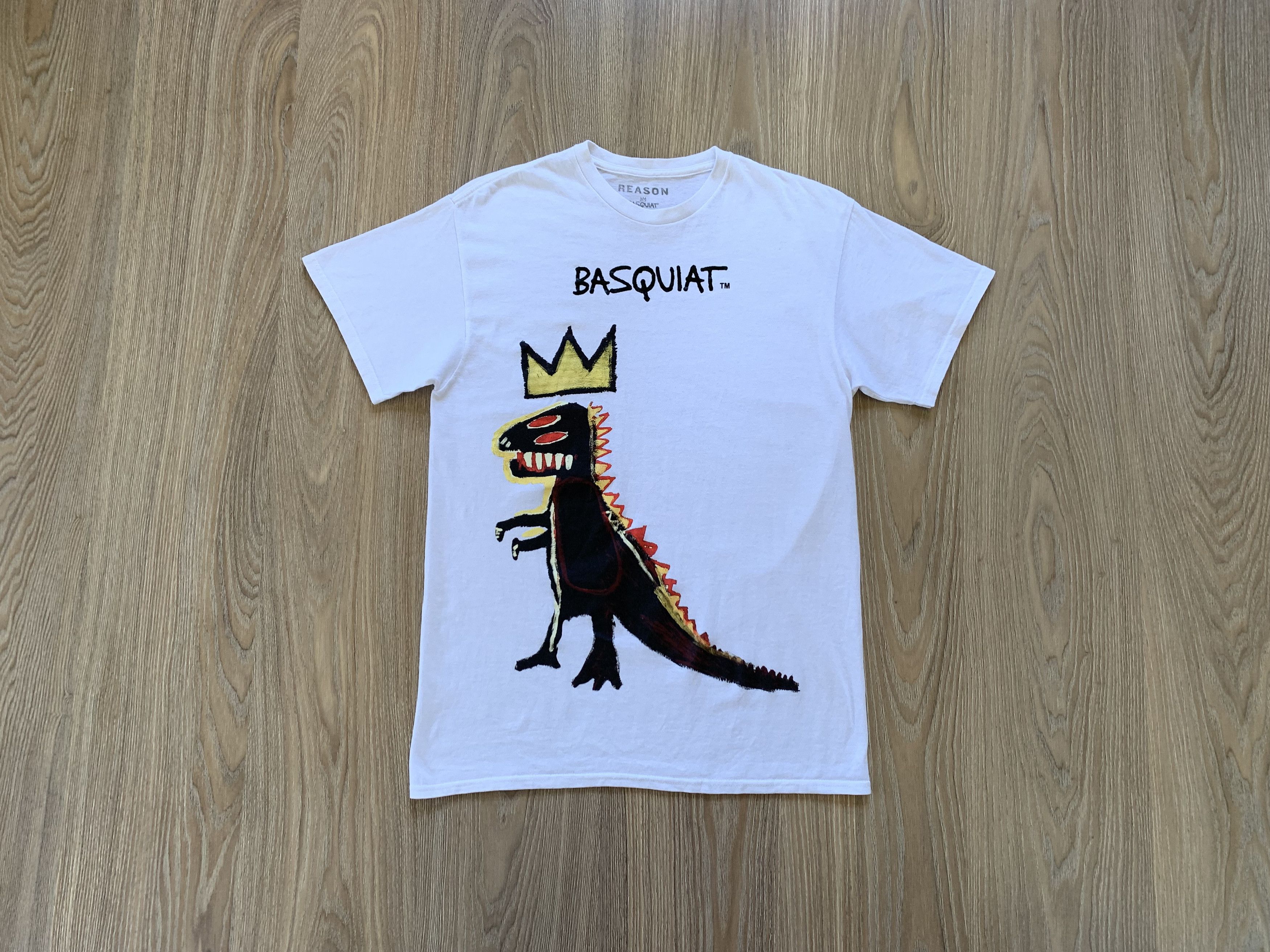 Jean-Michel Basquiat Vintage Jean Michel Basquiat T-Rex White Printed T-Shirt Size US M / EU 48-50 / 2 - 1 Thumbnail