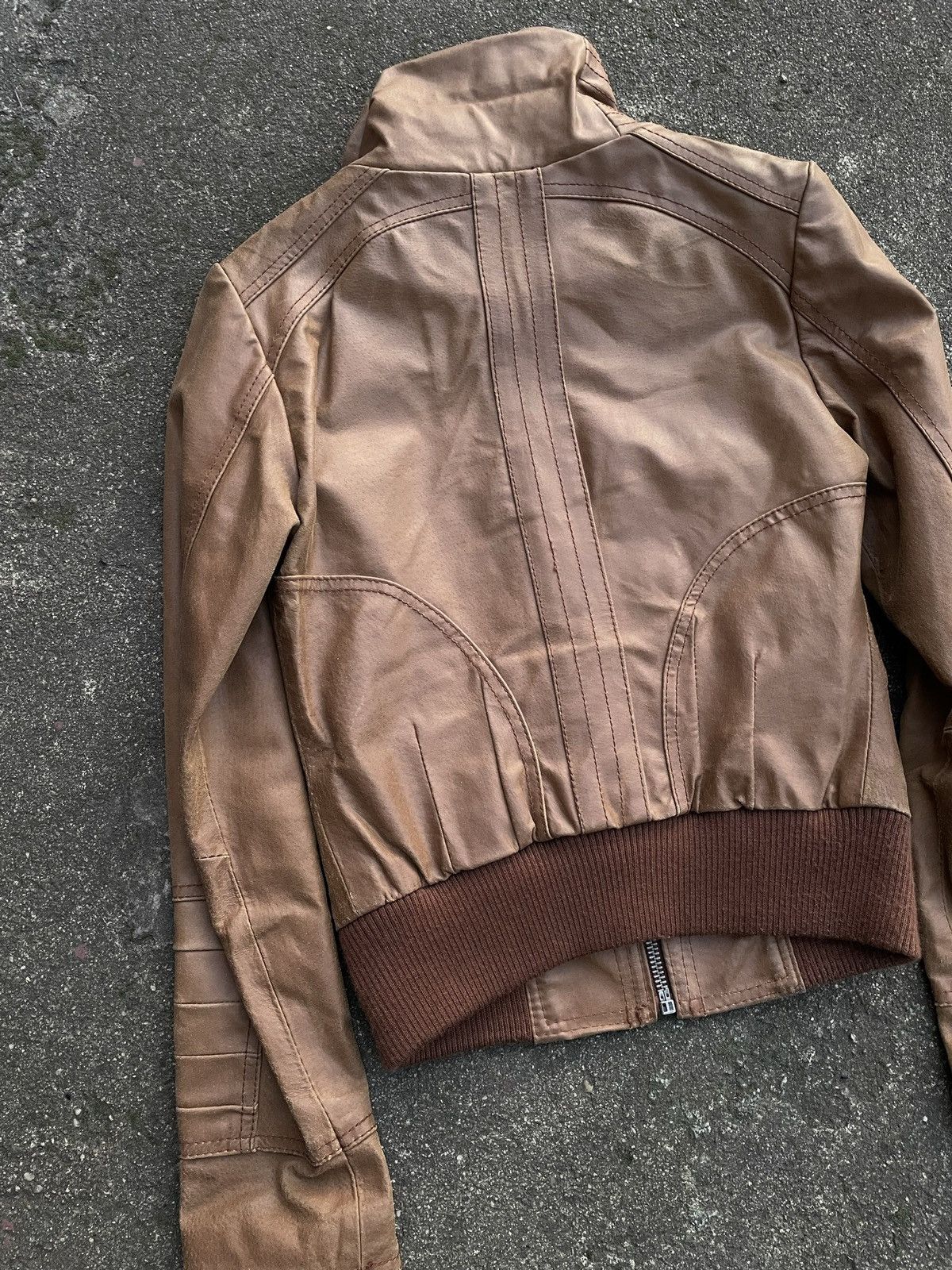 Vintage Washed Brown Retro 90s Genuine Real Leater Bomber Punk Rock Size S / US 4 / IT 40 - 7 Thumbnail
