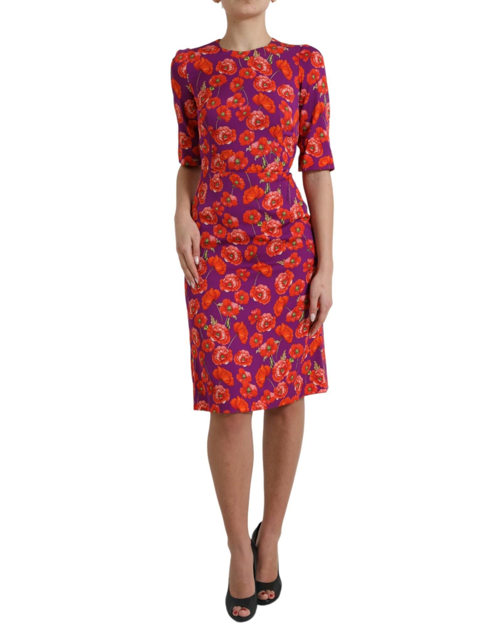 image of Dolce Gabbana Floral Print Silk Charmeuse Dress, Women's (Size XS)