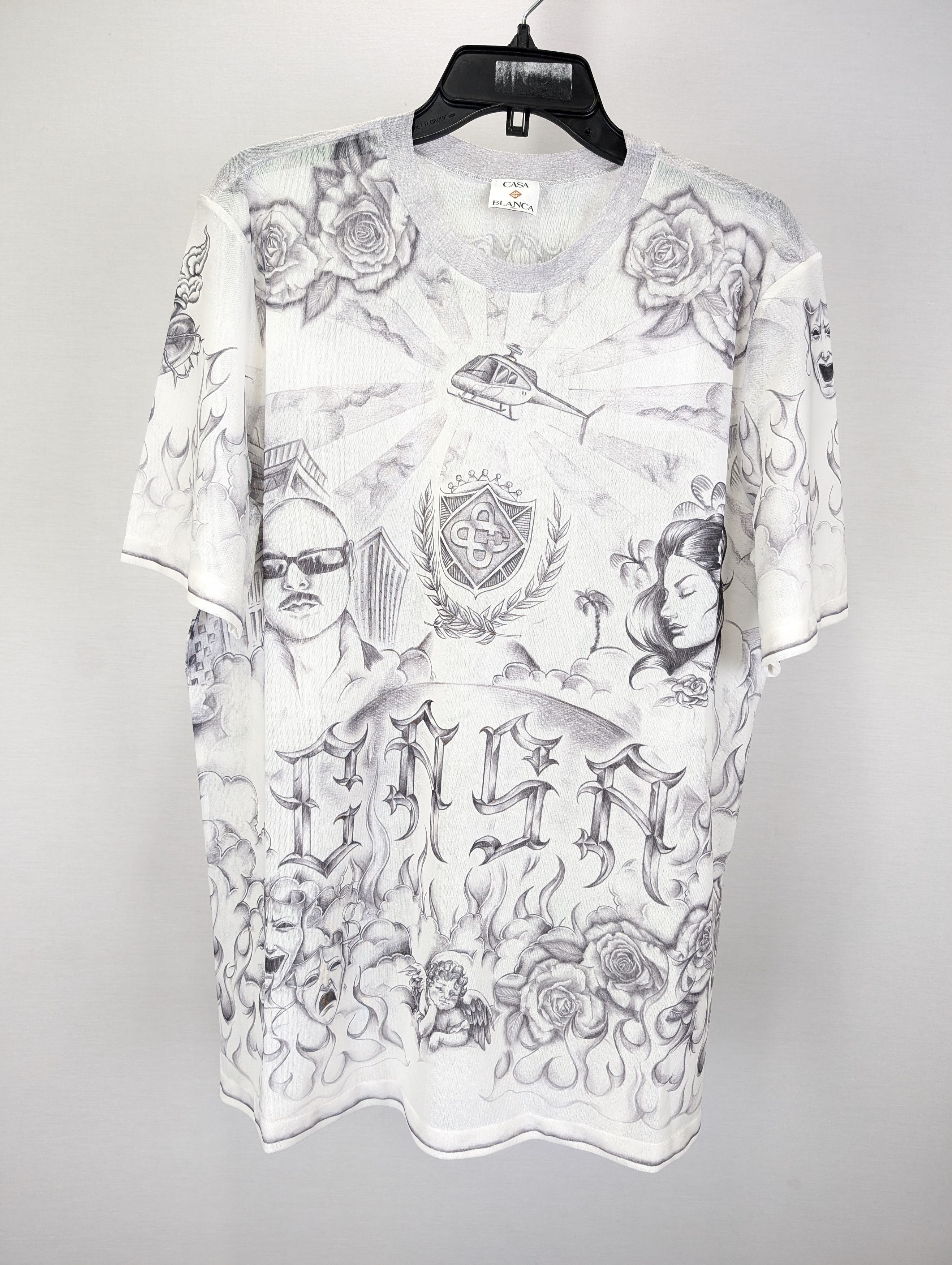Casablanca o1rshd1 DUP / Printed Crewneck Short Sleeve Mesh Top Tattoo Size US S / EU 44-46 / 1 - 2 Thumbnail