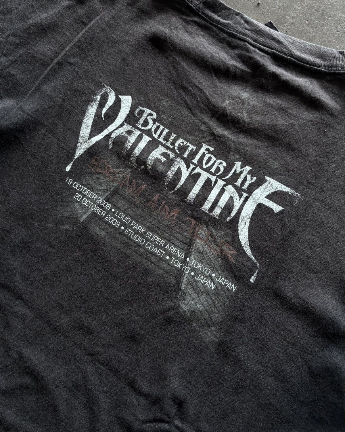 Vintage 2008 Bullet For My Valentine Scream Aim Tour Faded Black Size US XL / EU 56 / 4 - 7 Thumbnail