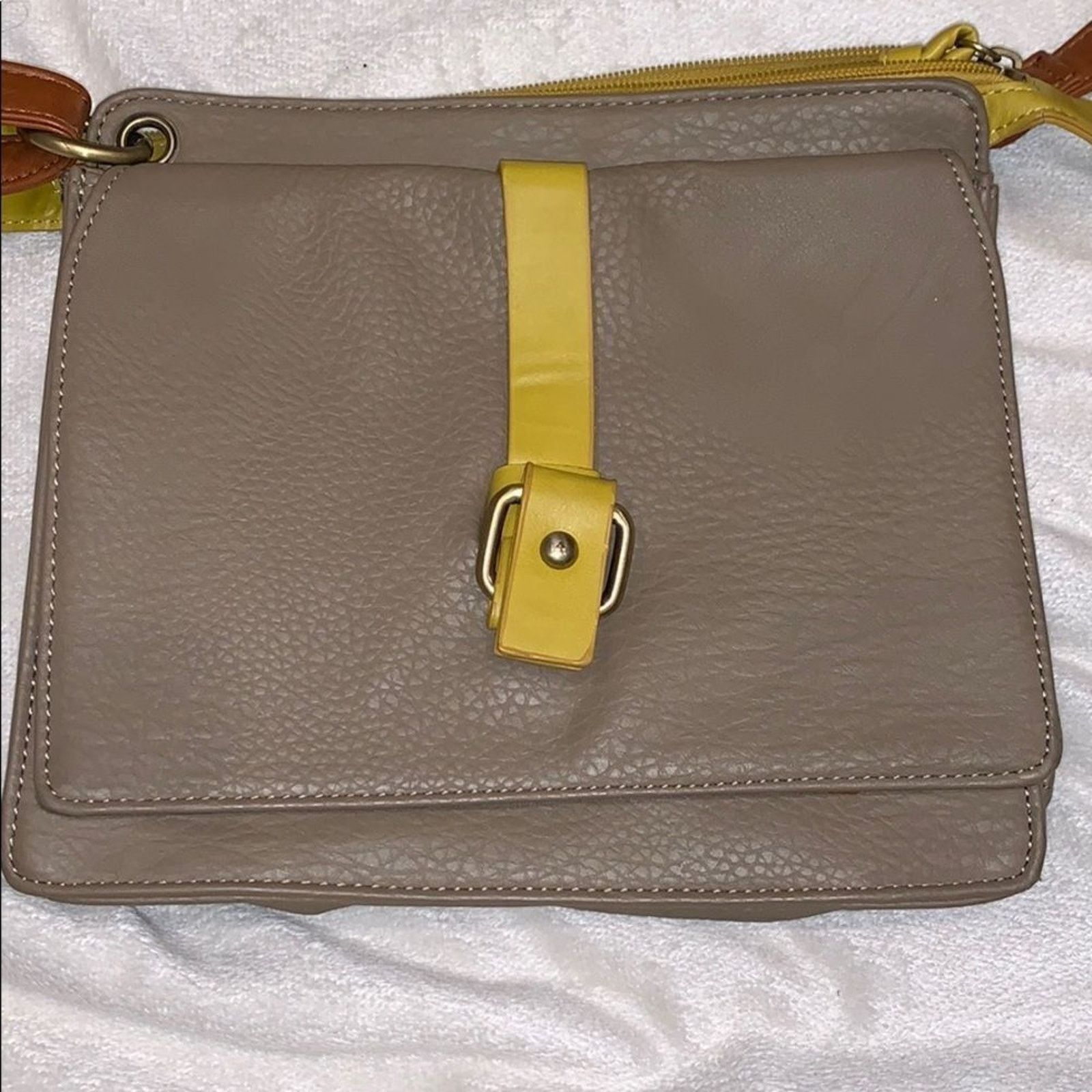 Nordstrom Nordstrom Neutral Crossbody Bag with Yellow Buckle | Sz OS Size ONE SIZE - 3 Thumbnail