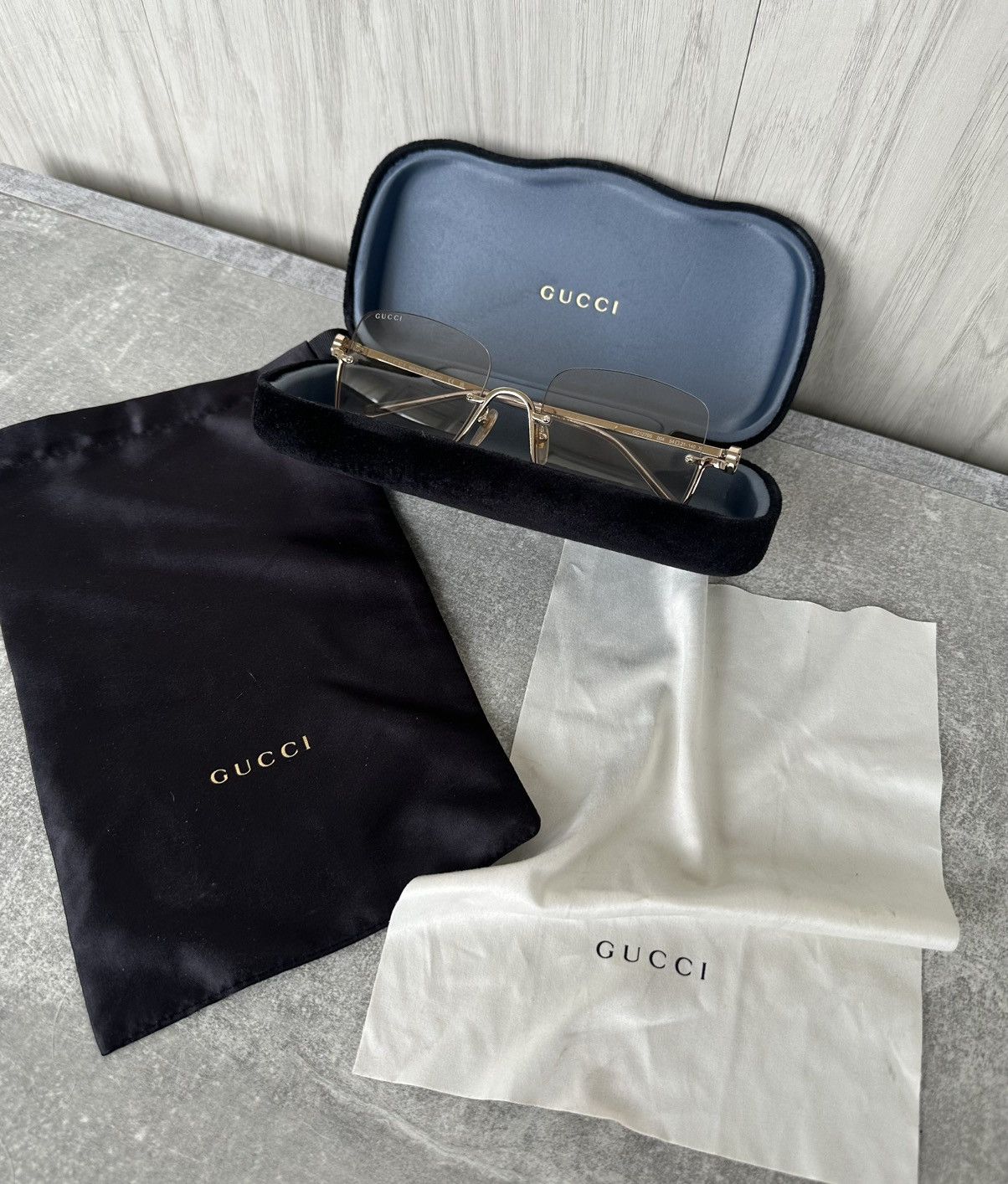 Gucci Gucci GG1279S 004 Gold Rimless Square Sunglasses Japan Size ONE SIZE - 1 Thumbnail