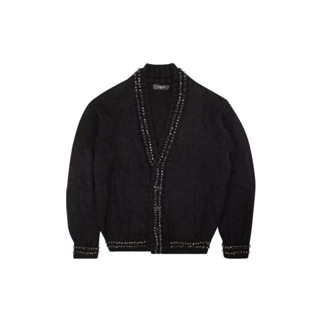 Amiri o1gr1nt1024 Embellished Mohair Cardigan in Black Size US S / EU 44-46 / 1 - 1 Thumbnail