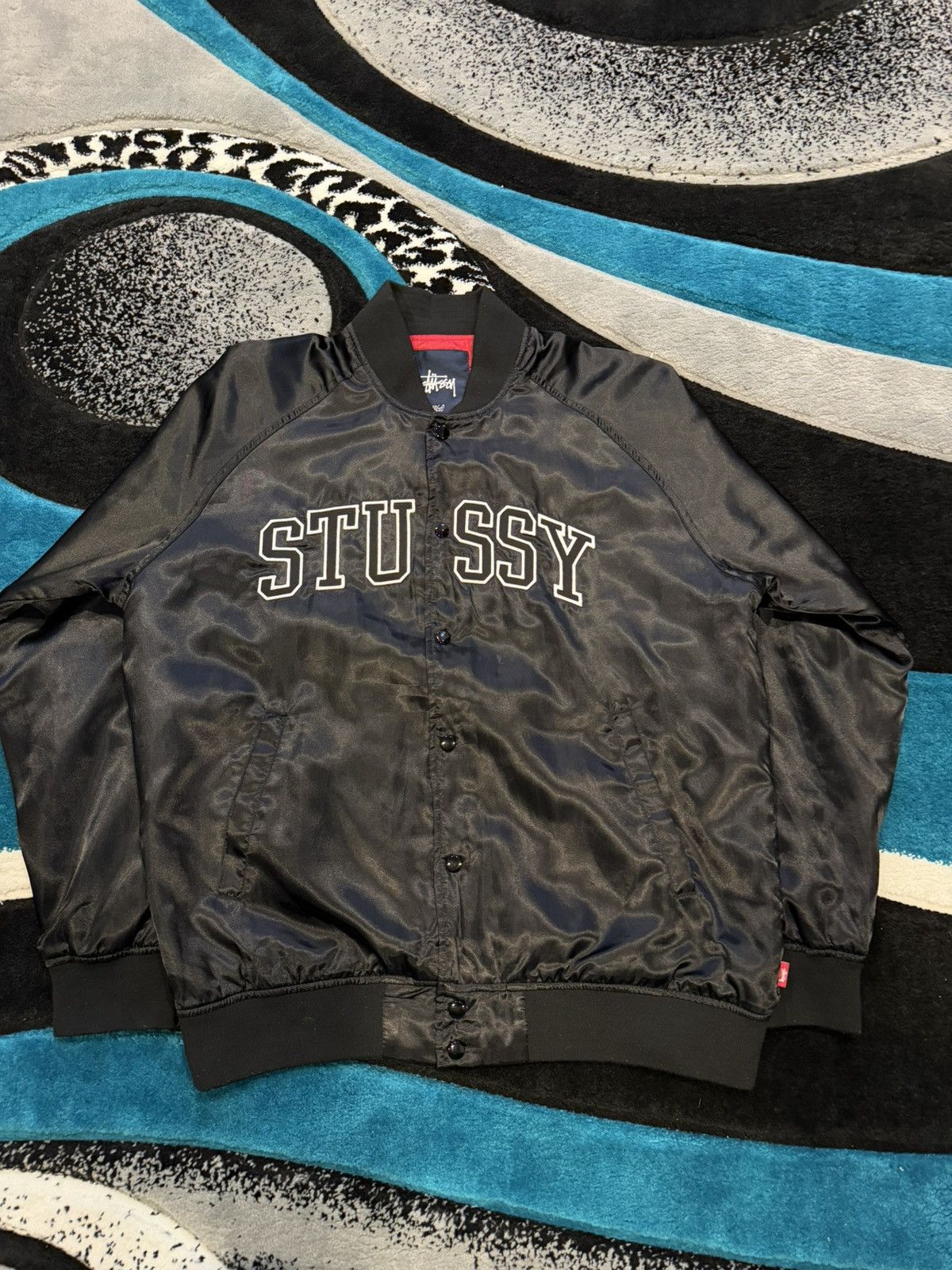 Stussy Stussy black and white bomber jacket Size US L / EU 52-54 / 3 - 1 Thumbnail