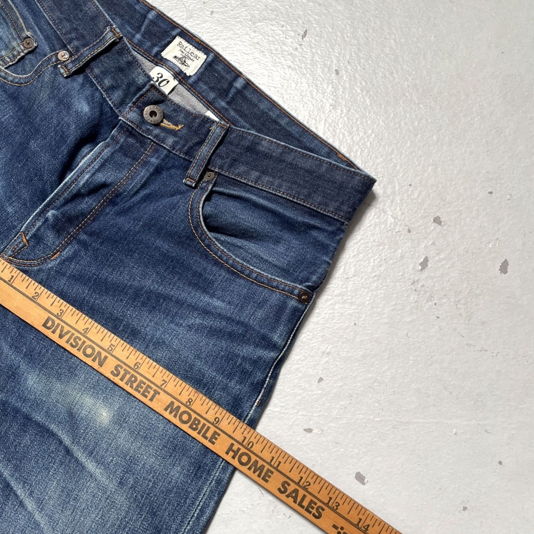 Railcar Fine Goods Selvedge Denim Jeans Blue Distressed Made In Usa 30 Mens, Men's — image 6 of 6
