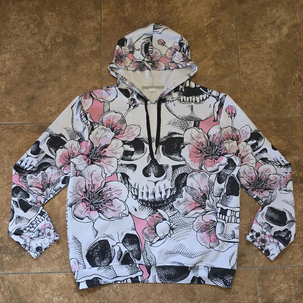 Designer Multicolored Skulls R.I.P. Oversized Hoodie Size L / US 10 / IT 46 - 1 Thumbnail