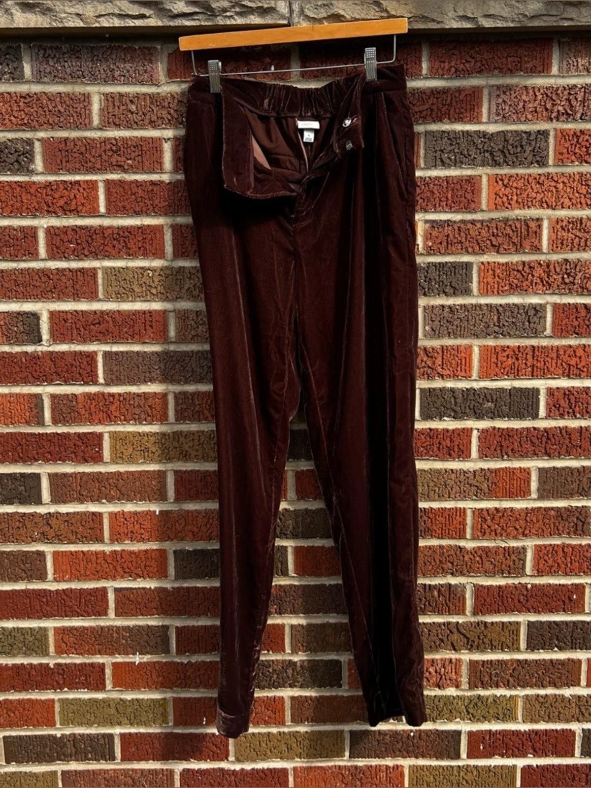 Other A New Day Brown Velvet High Rise Straight Fit Dress Pants Size 28" / US 6 / IT 42 - 1 Thumbnail