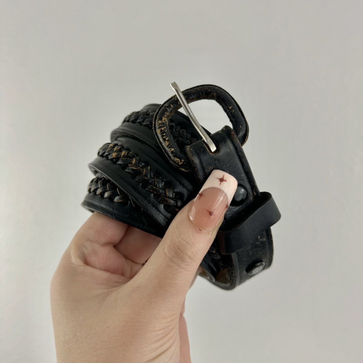 Vintage Vintage Unisex Black Leather Western Whipstitch Skinny Belt Size ONE SIZE - 1 Thumbnail
