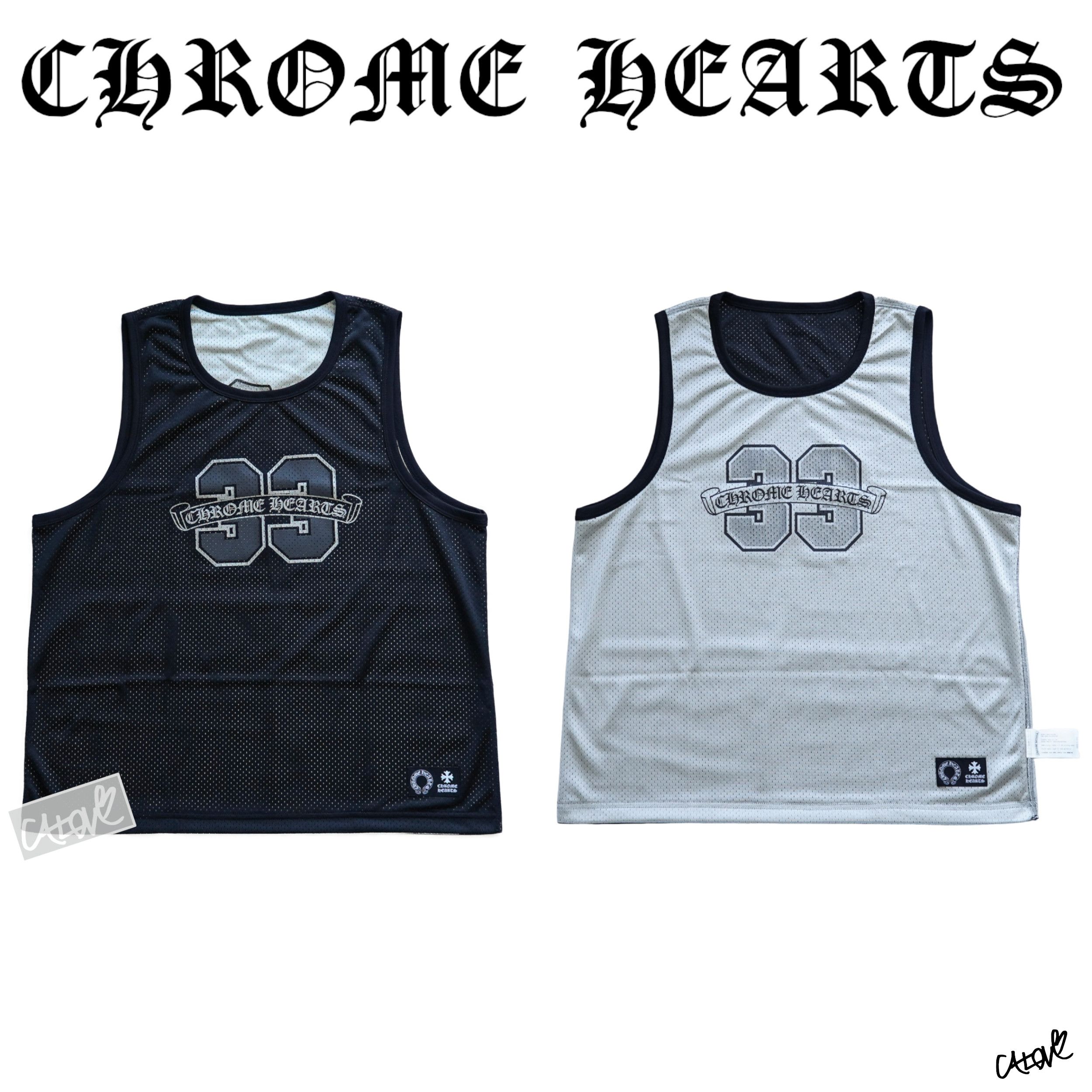 image of Chrome Hearts Basketball Jersey (Reversible) in Black/White, Men's (Size Large)