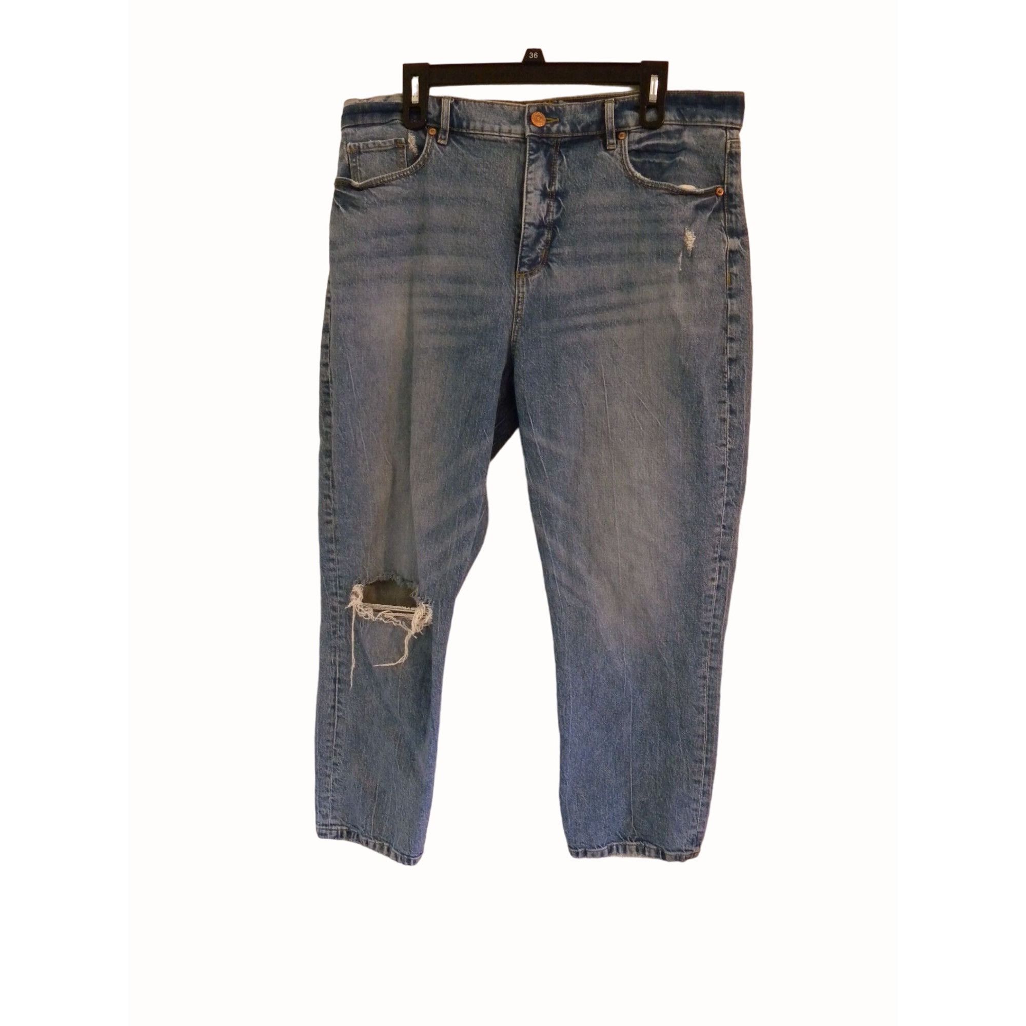 Loft Loft Ann Taylor Capri Jeans 14 Womens Blue Distressed Size 36" / US 14 / IT 50 - 1 Thumbnail