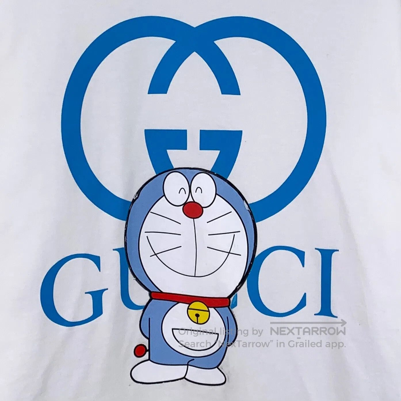 Gucci Guicci White Logo Letter Doraemon Printed Cotton Crew Neck Size US S / EU 44-46 / 1 - 4 Thumbnail