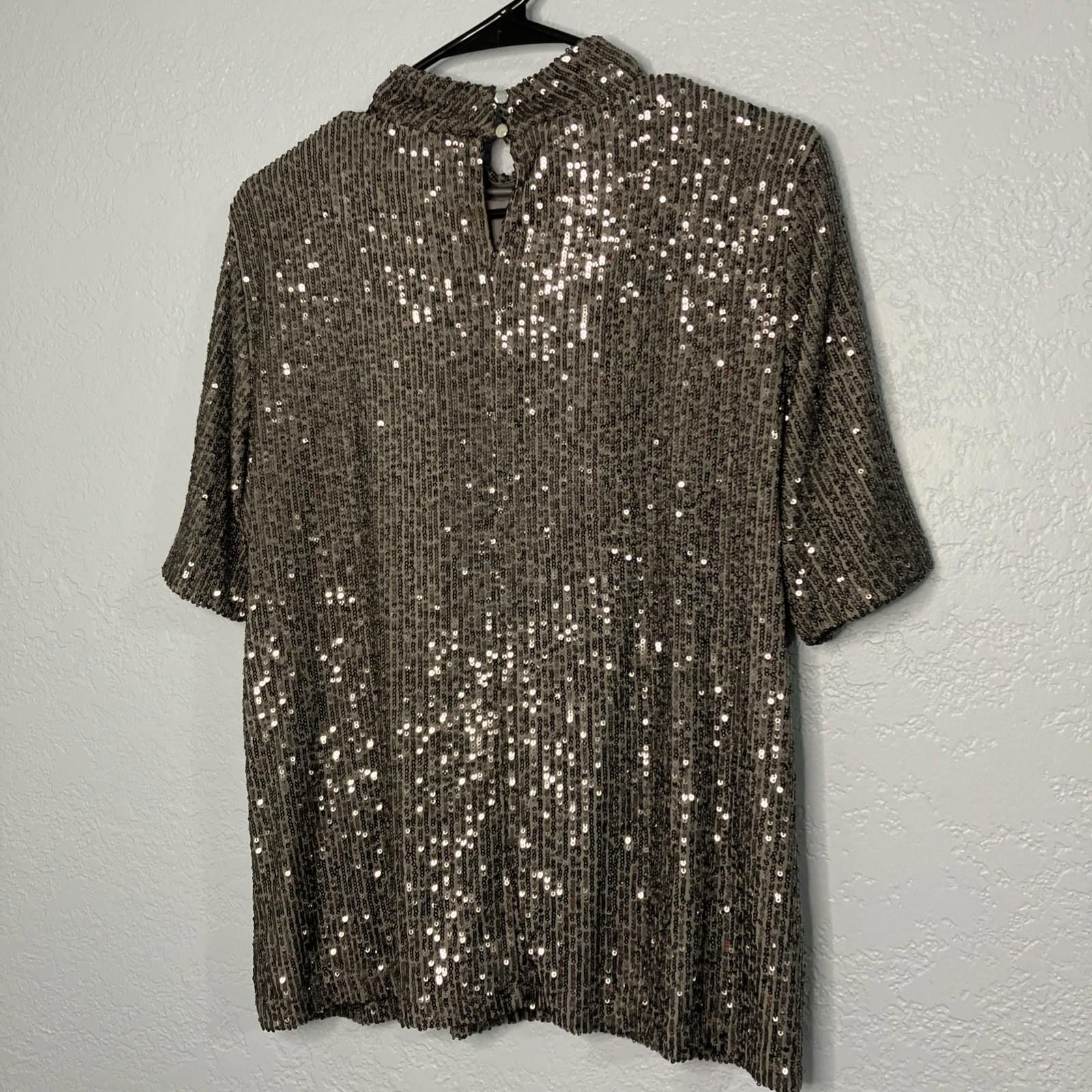 Calvin Klein Calvin Klein Women’s Short Sleeve Sequin Shirt Size Medium Size M / US 6-8 / IT 42-44 - 3 Thumbnail
