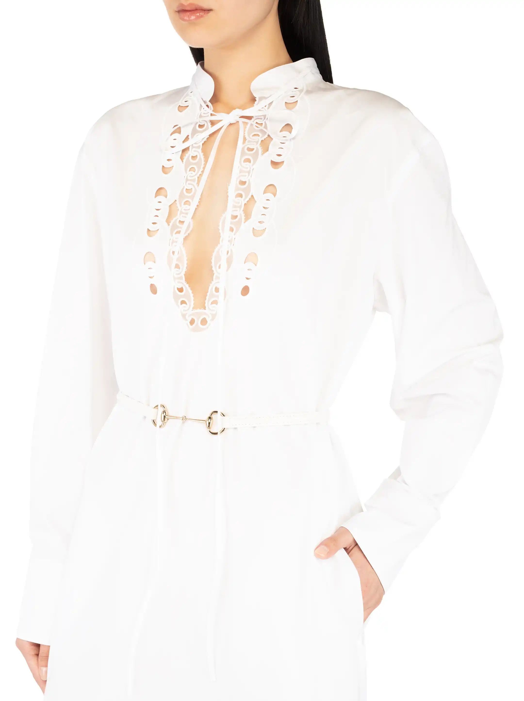 Gucci o1B3y1r0526 Cotton Poplin Shirt Dress in White Size M / US 6-8 / IT 42-44 - 2 Thumbnail