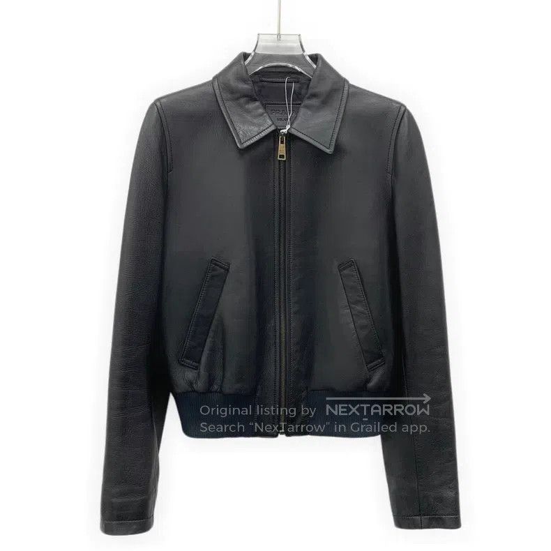 Prada Prada Black triangle sheep leather lapel zipper long-sleev Size XS / US 0-2 / IT 36-38 - 1 Thumbnail