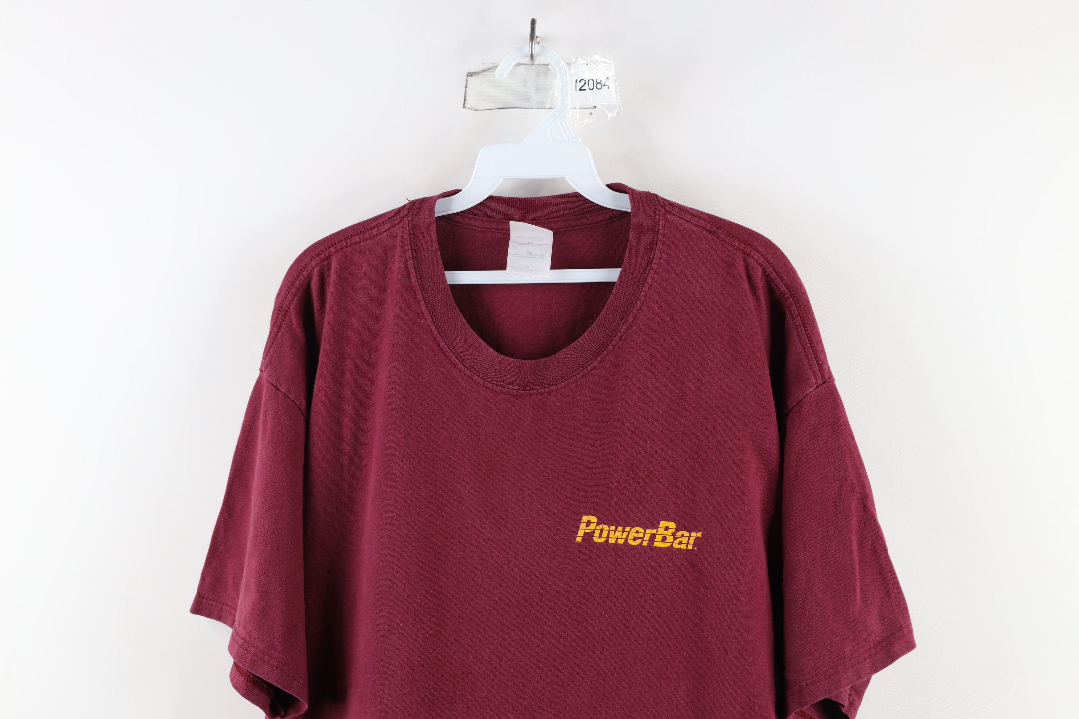 Vintage Vintage 90s Spell Out PowerBar Short Sleeve T-Shirt Burgundy Size US XL / EU 56 / 4 - 2 Thumbnail