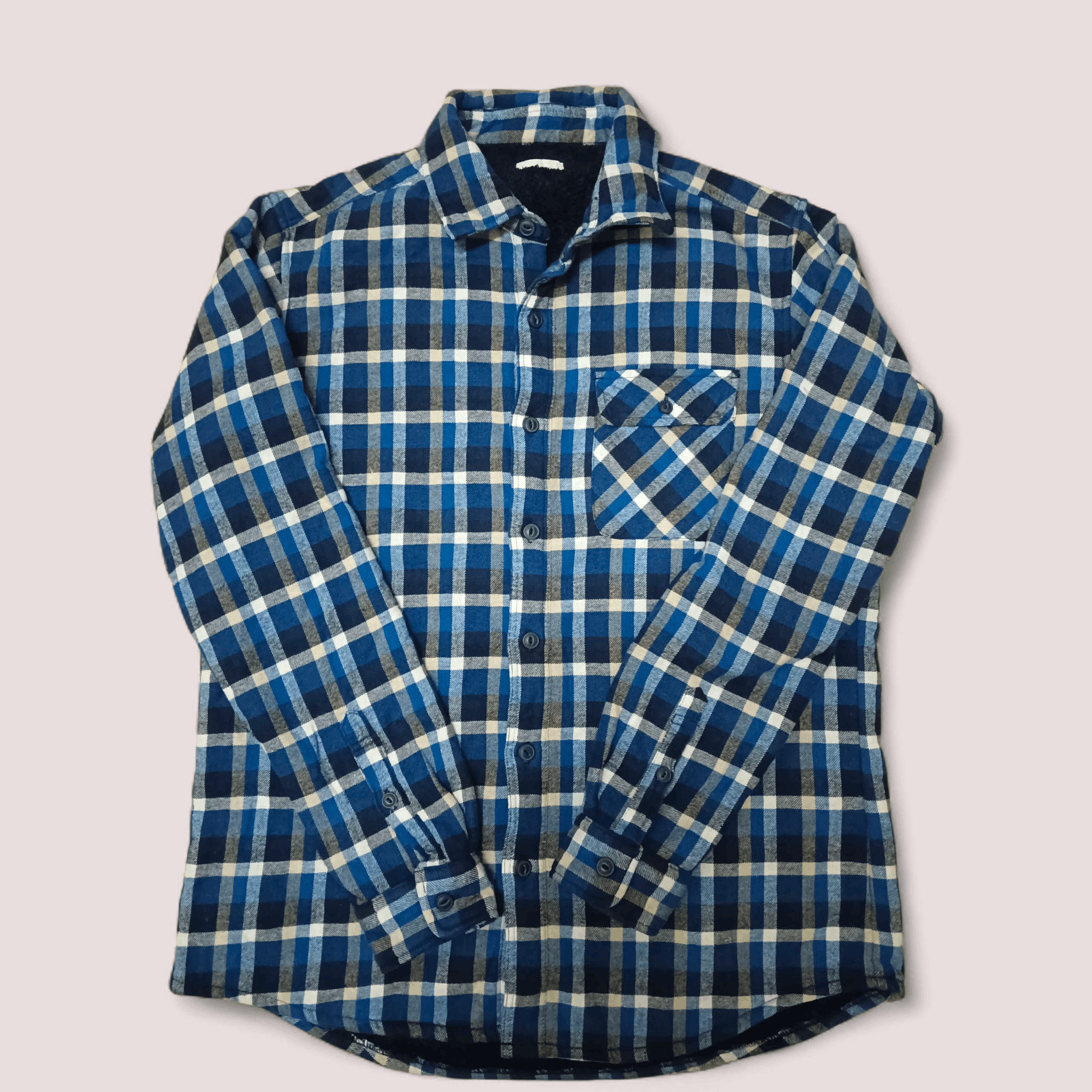 Flannel GU Blue Check Flannel Jacket With Fleece Lining Size US M / EU 48-50 / 2 - 1 Thumbnail
