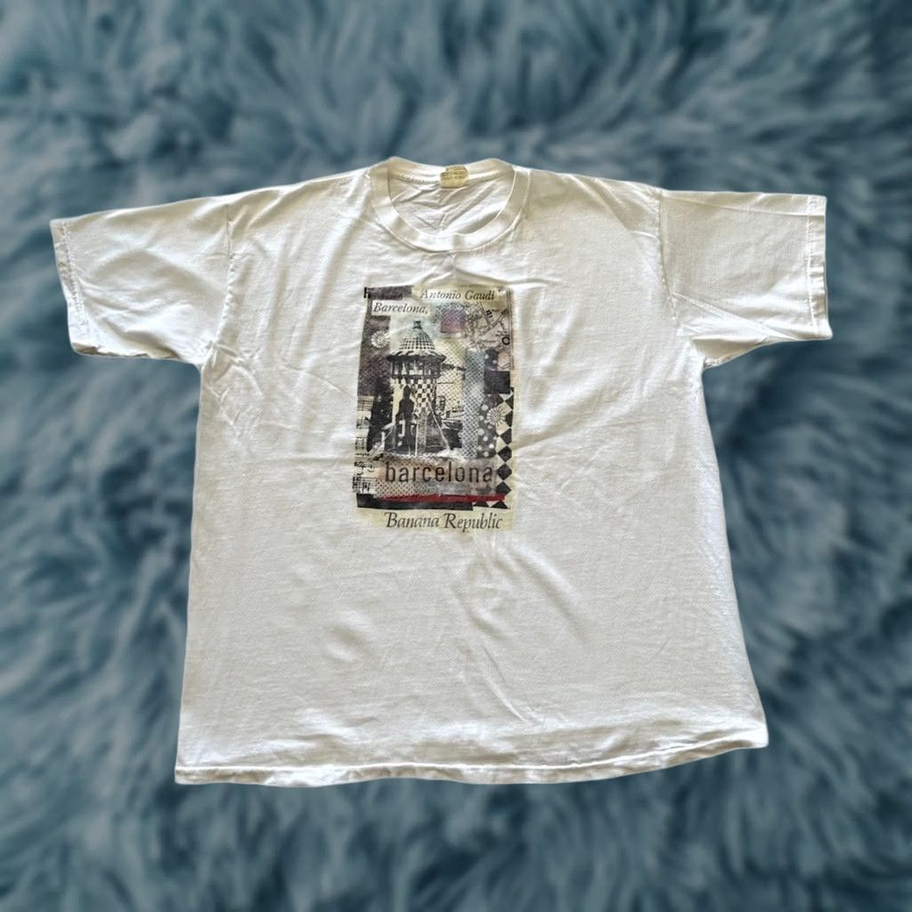 Banana Republic VINTAGE Banana Republic Barcelona Graphic Single Stitch T-Shirt XL Men White Cotton Crew Neck Short Sleeve 90s 80s Barcelona Lion Size US XL / EU 56 / 4 - 1 Thumbnail