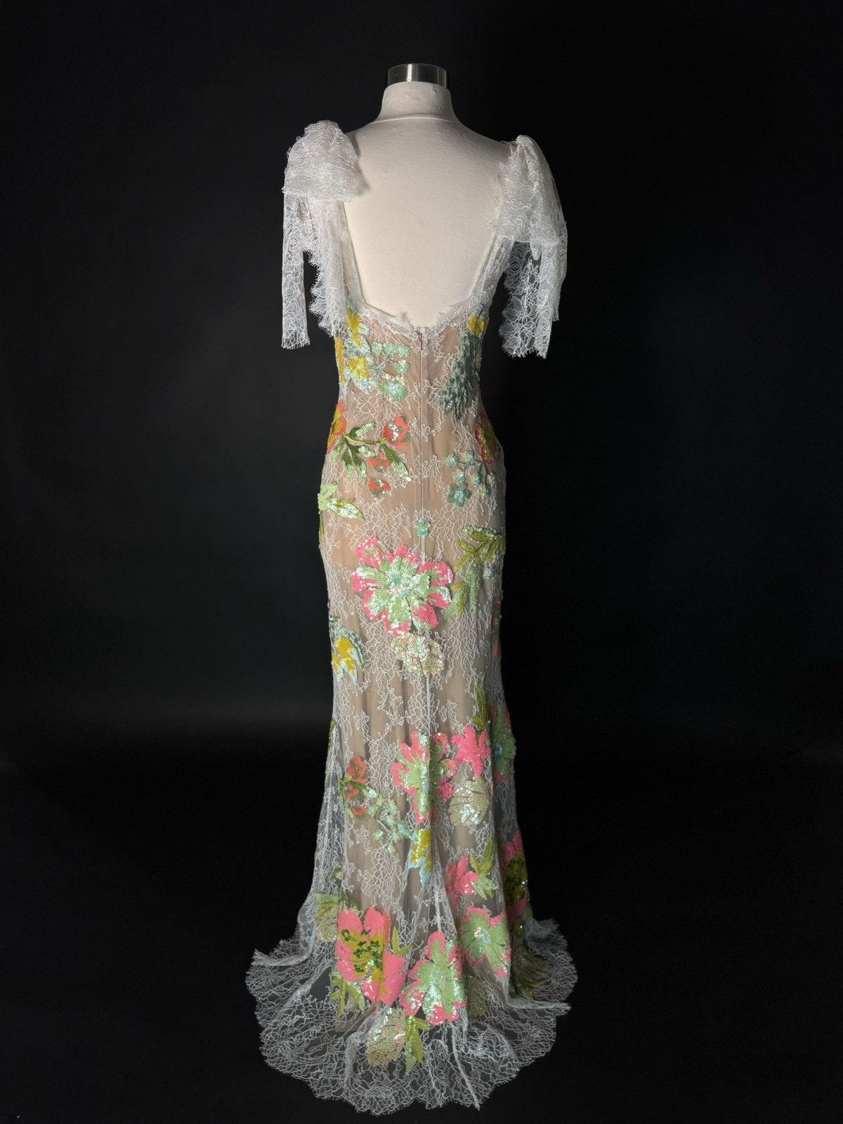 Other Brand New US 8 Elie Saab Lace Gown with Floral Appliques Size M / US 6-8 / IT 42-44 - 9 Thumbnail