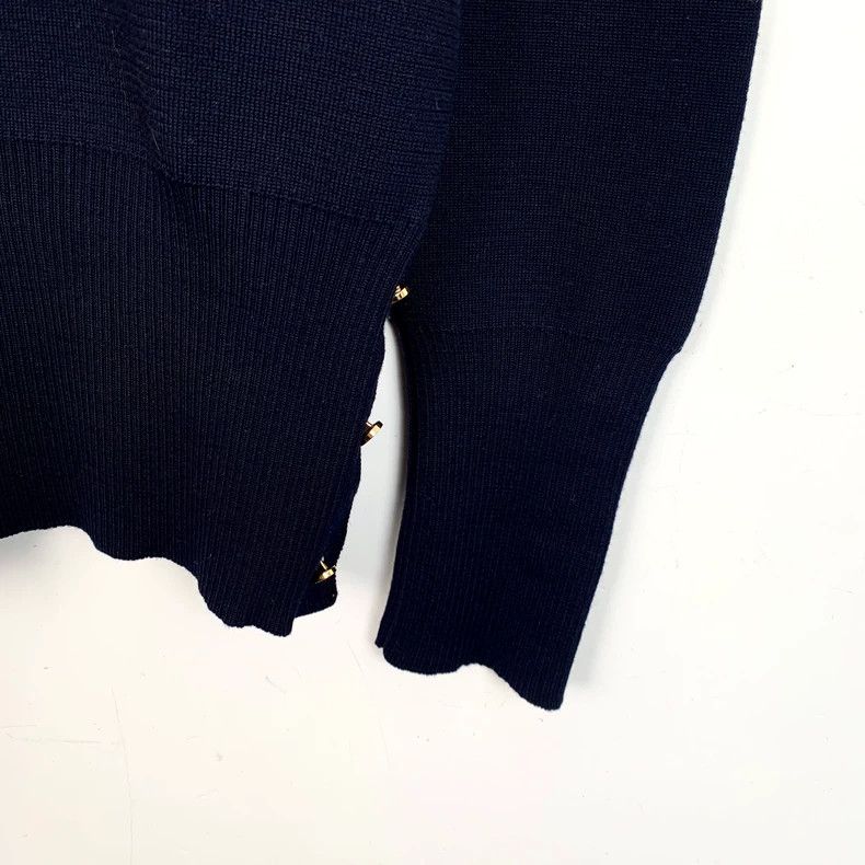 Thom Browne Thom Browne Dark blue wool classic four-bar round-neck long Size US M / EU 48-50 / 2 - 5 Thumbnail