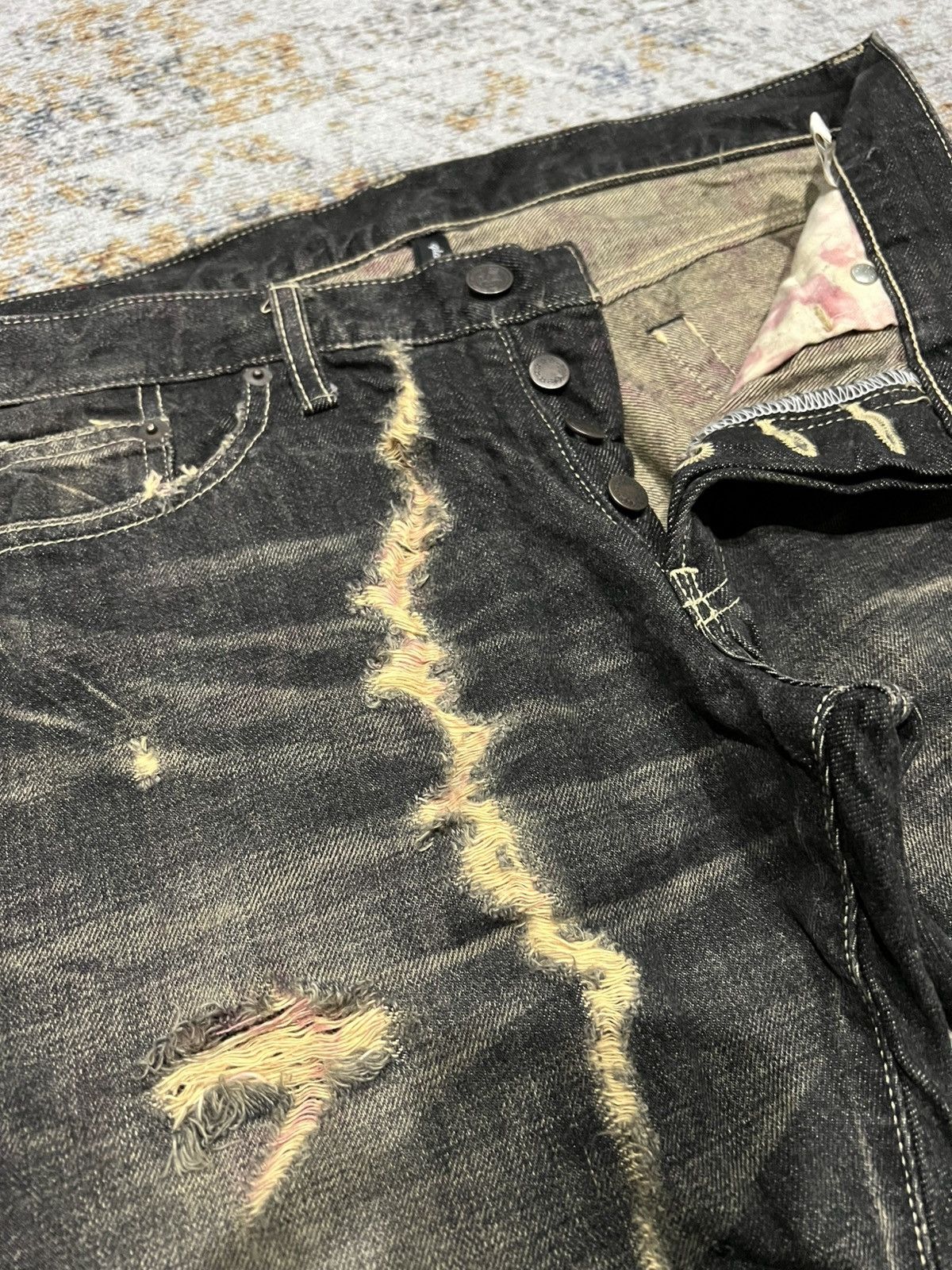 Japanese Brand × Vintage Glambs Japan Mudwash Distressed Denim Size US 33 - 4 Thumbnail
