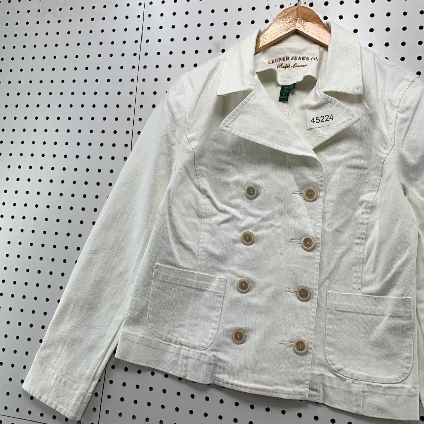 Ralph Lauren Lauren Ralph Lauren Denim Jacket Womens Medium White Double Breasted Denim Jacket Womens Medium White Double Breasted Size M / US 6-8 / IT 42-44 - 2 Thumbnail