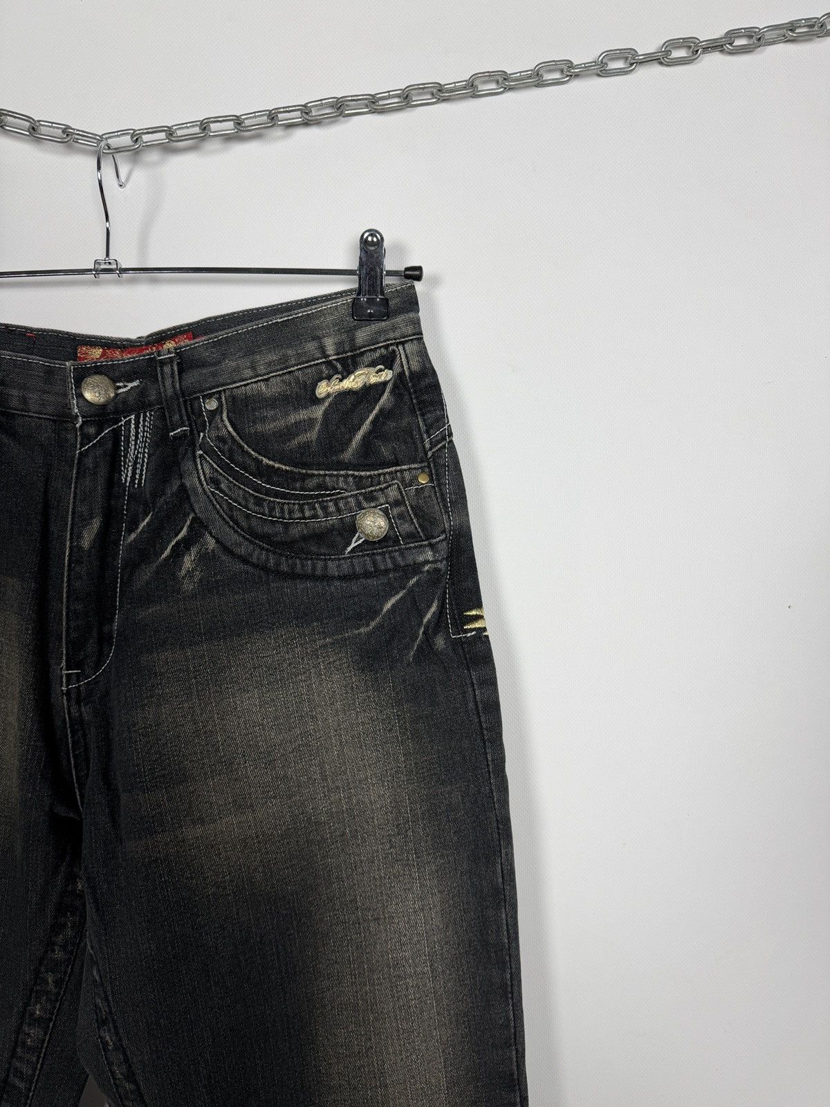 Vintage Y2K Black Wash Denim Jeans Pegasus Embroidery Winged Horse Size US 34 / EU 50 - 3 Thumbnail