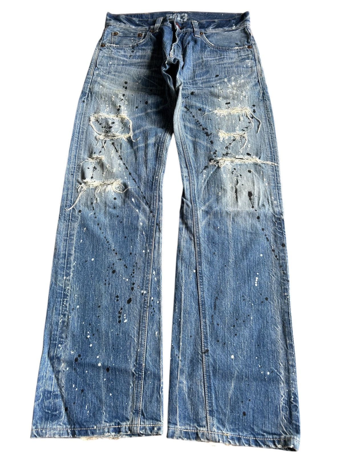 Japanese Brand × Kapital × Vintage Edwin Blue Trip Rusty Faded Distressed Denim Jeans Size US 32 / EU 48 - 1 Thumbnail