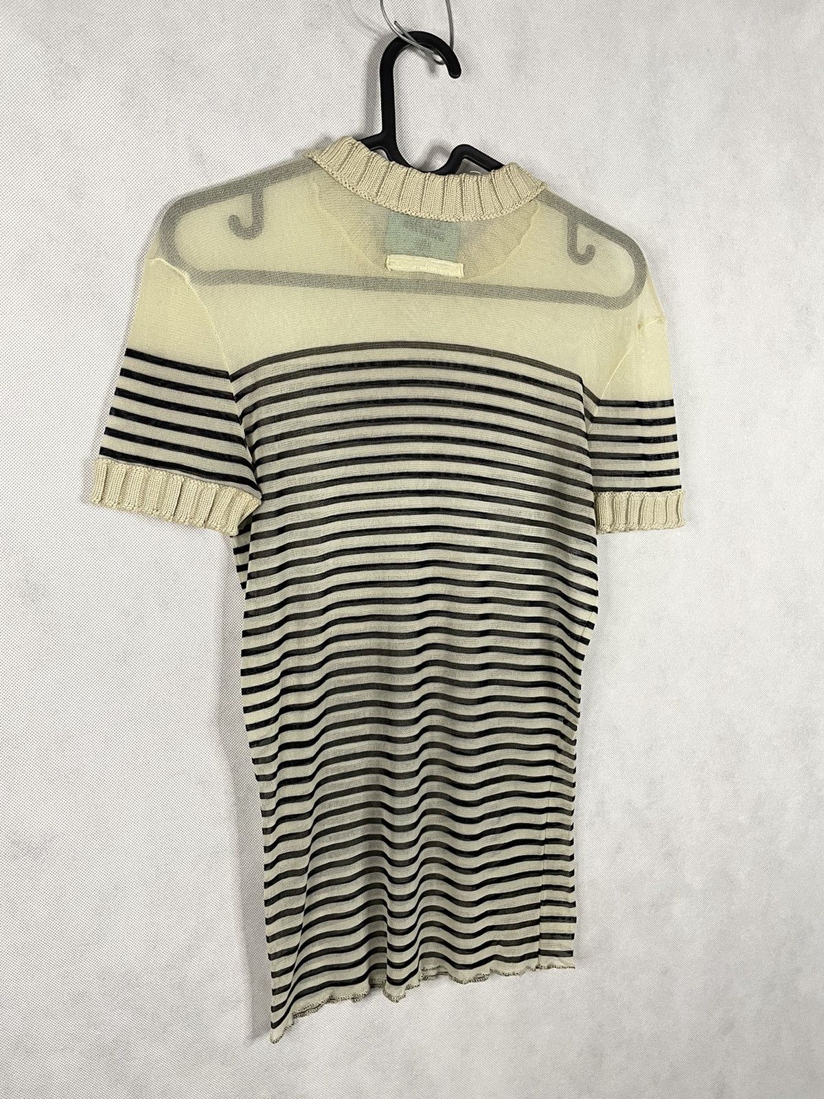 Jean Paul Gaultier × Vintage Jean Paul Gaultier JPG Vintage Striped Mesh Short Sleeve Top Size S / US 4 / IT 40 - 11 Thumbnail