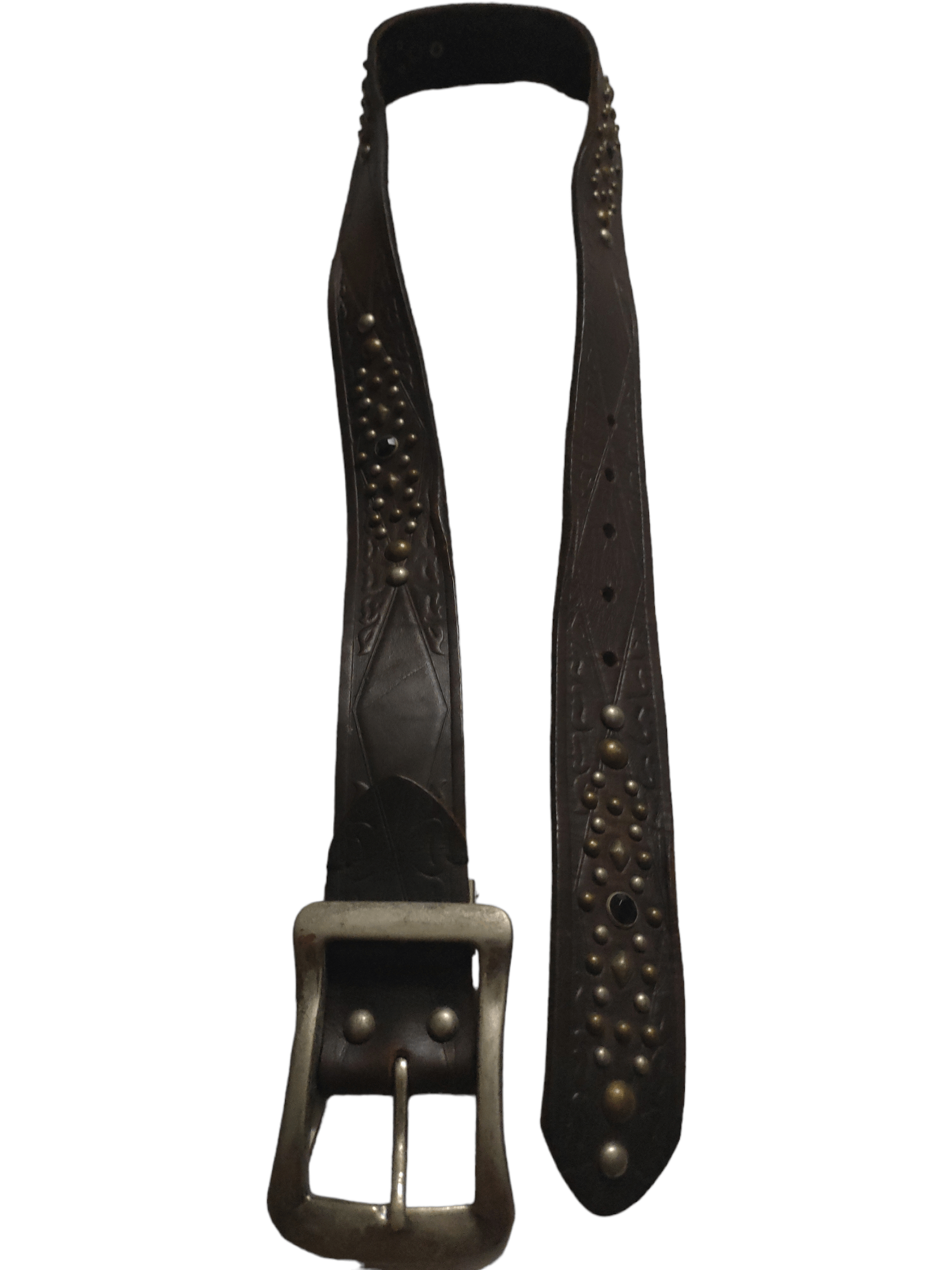 Handmade × Leather Fully Leather Belt Studded x Rare & vintage Size 34 - 4 Thumbnail