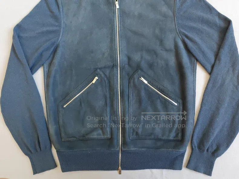 Hermes Hermes Leather Jacket, Deep Blue, Suede Goat Leather and C Size US L / EU 52-54 / 3 - 8 Thumbnail